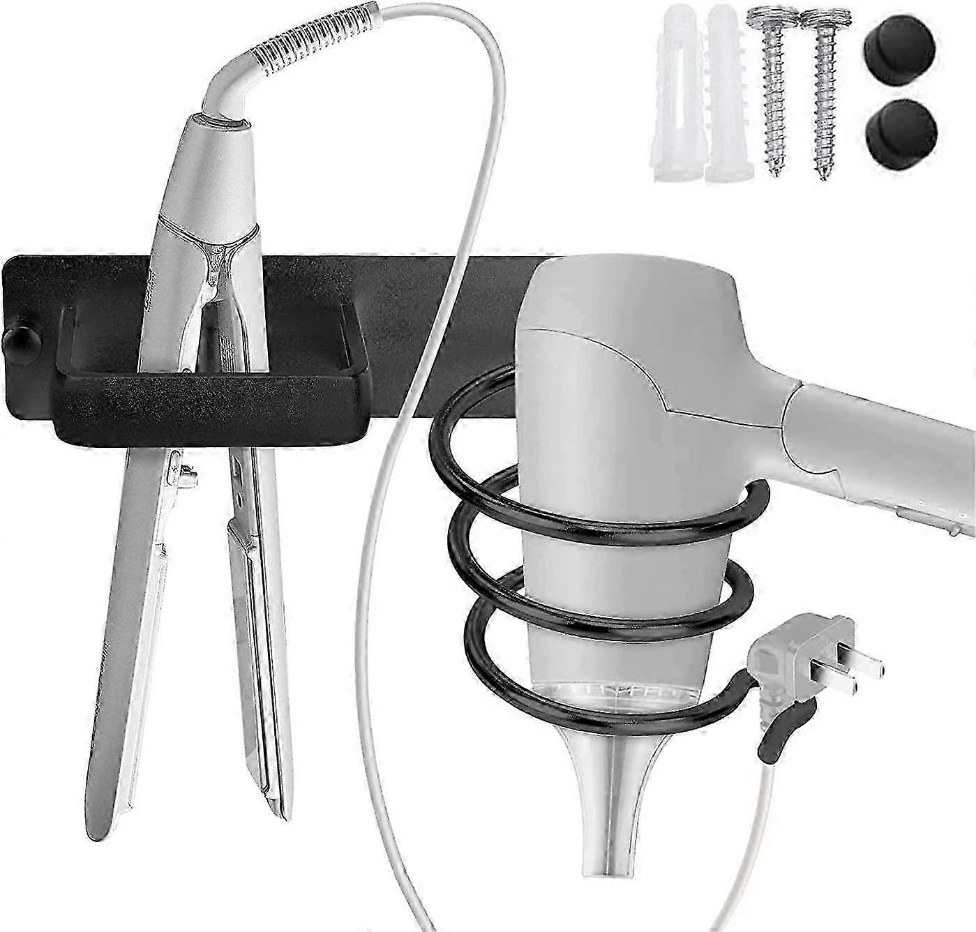 Support de sèche-cheveux mural - Organisateur en aluminium pour outils à cheveux (1pc)
