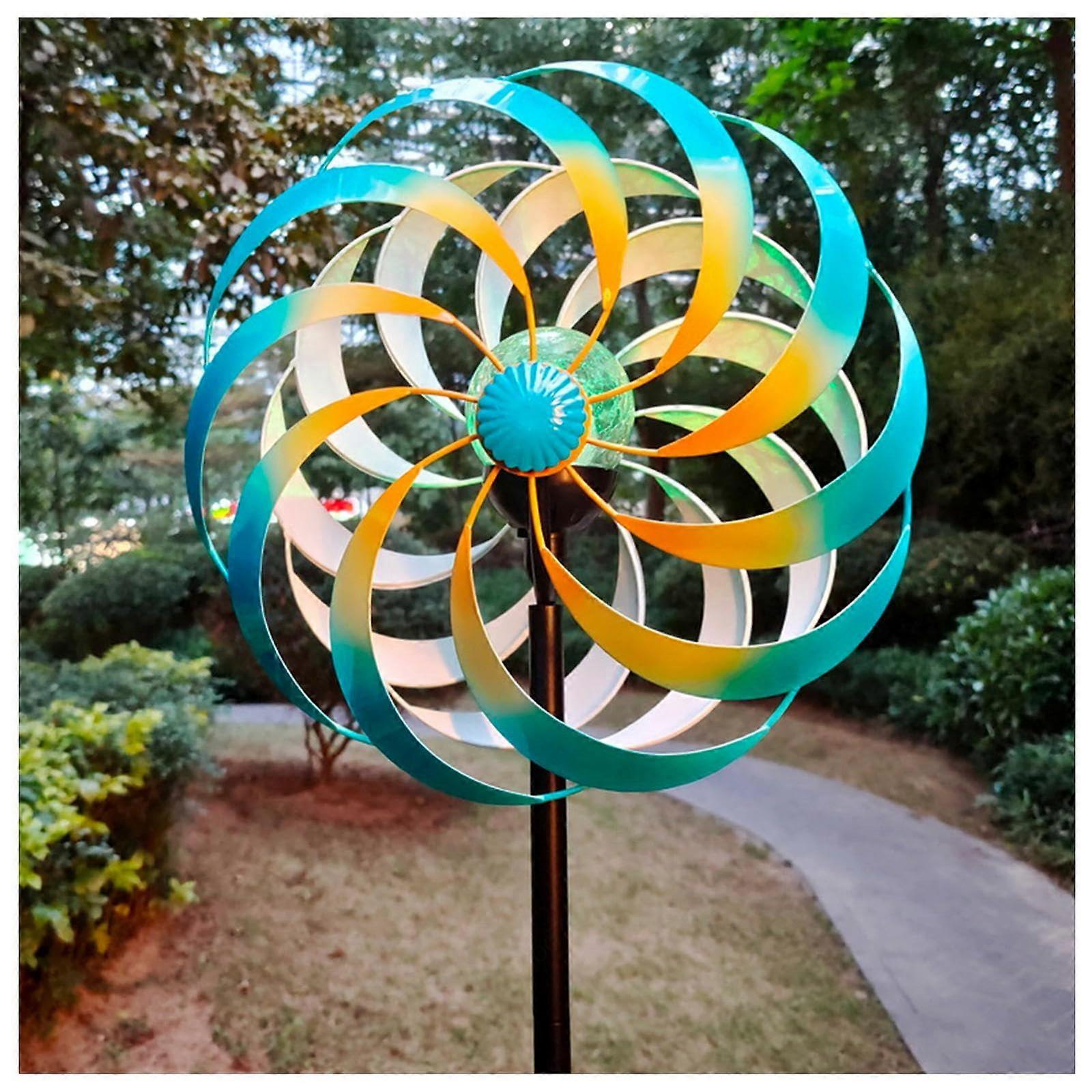 Solar Windmill Garden Large, Windmill for Outdoors, 360° Rotatable, Wind Chimes for the Garden, Weatherproof Garden Decoration, Blue Ref: 2623
