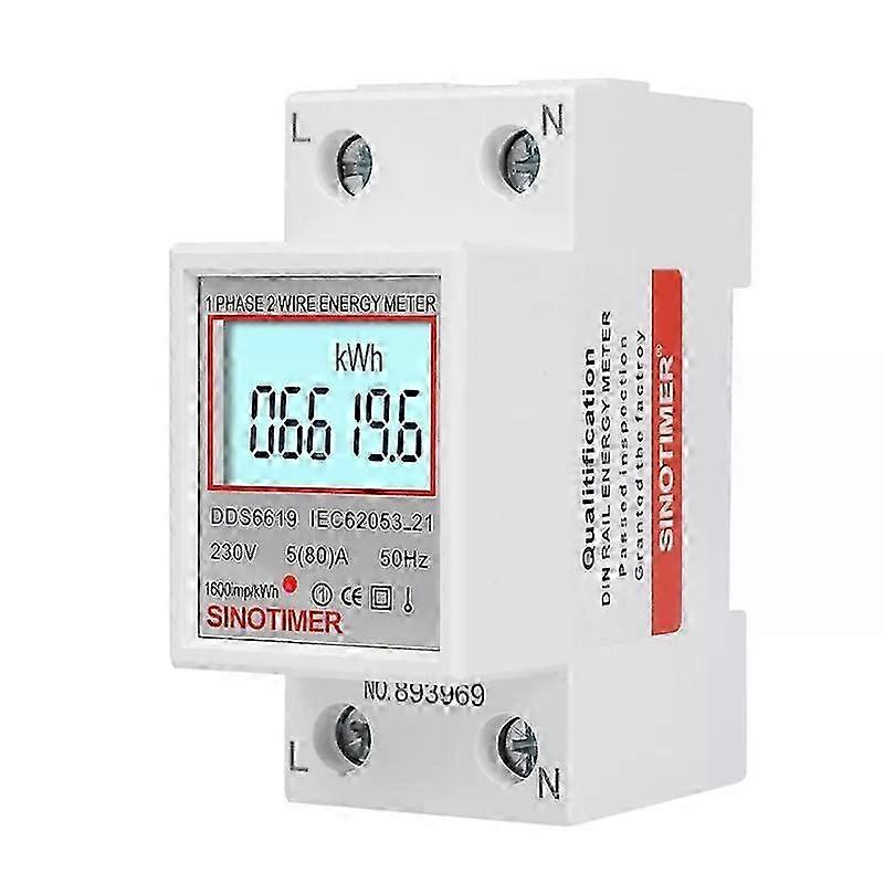 SINOTER DDS6619-006 Single-Phase DIN Rail Watt-Hour Meter with Backlight