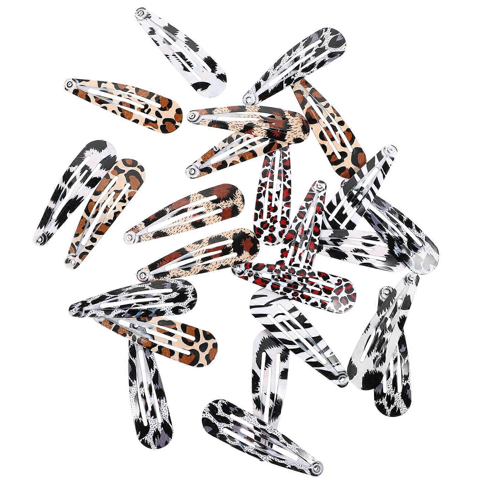 24pcs Leopard Print Alloy Hair Clips for Women – Easy Open & Close Snap Barrettes for Thick & Thin Hair, Daily Wear & Parties