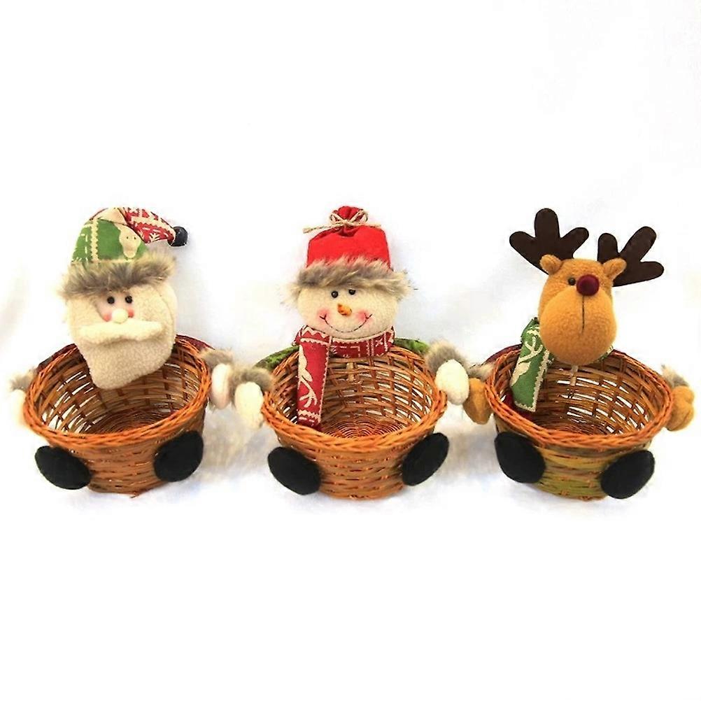 Decorative Candy Basket Christmas Festive Occasions Home Decoration Bamboo 19x19x19cm Storage 2Pcs