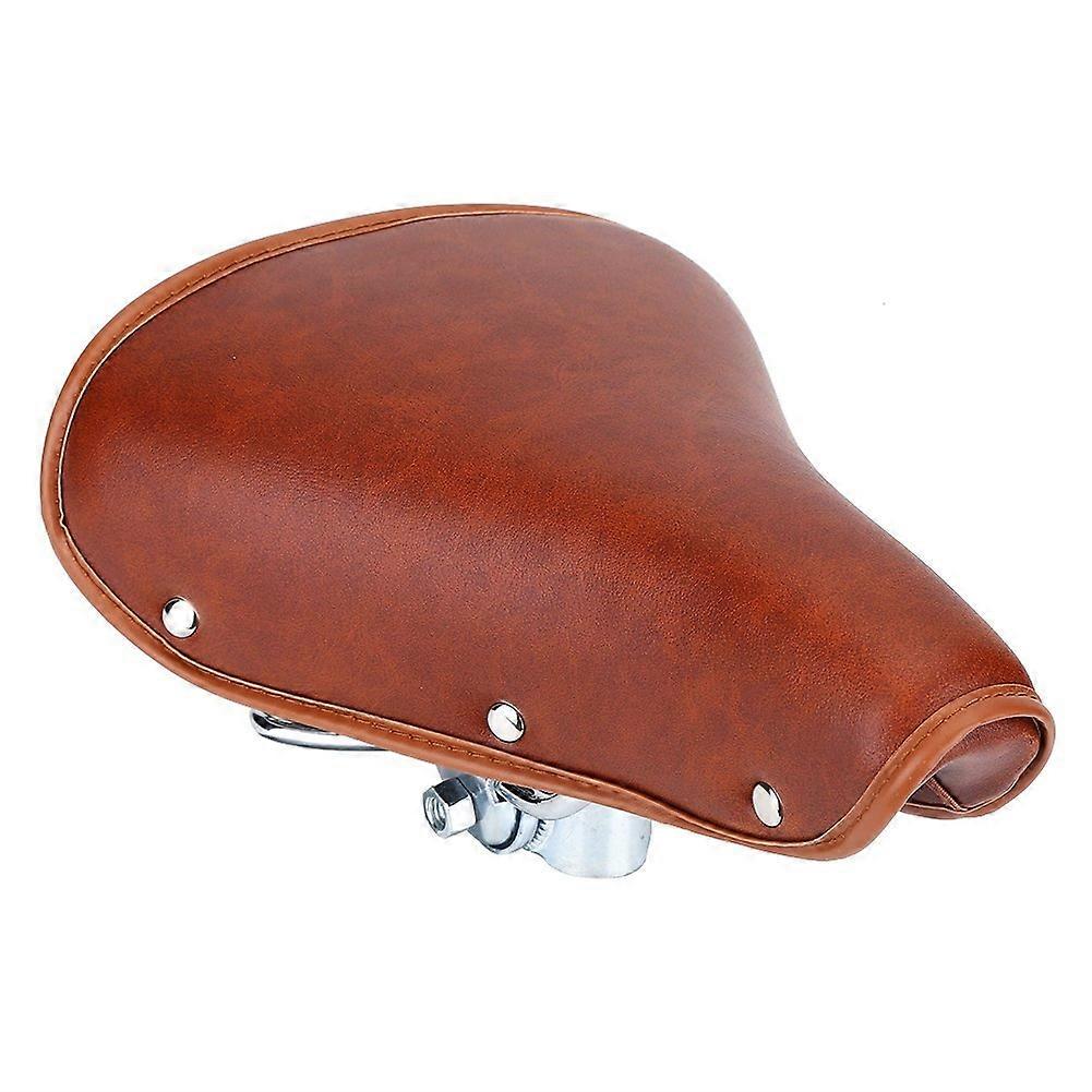 Brown Vintage Saddle, Bicycle Saddle Universal Comfortable Brown Rivets Bicycle Seat Leather Spring Bicycle Saddle