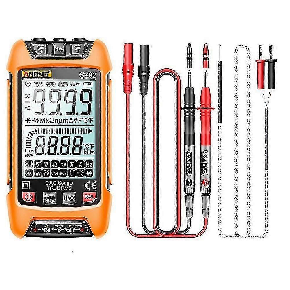 Smart Digital Multimeter True Auto Electrical Capacitance Meter Ac Resistance Transistor Orange