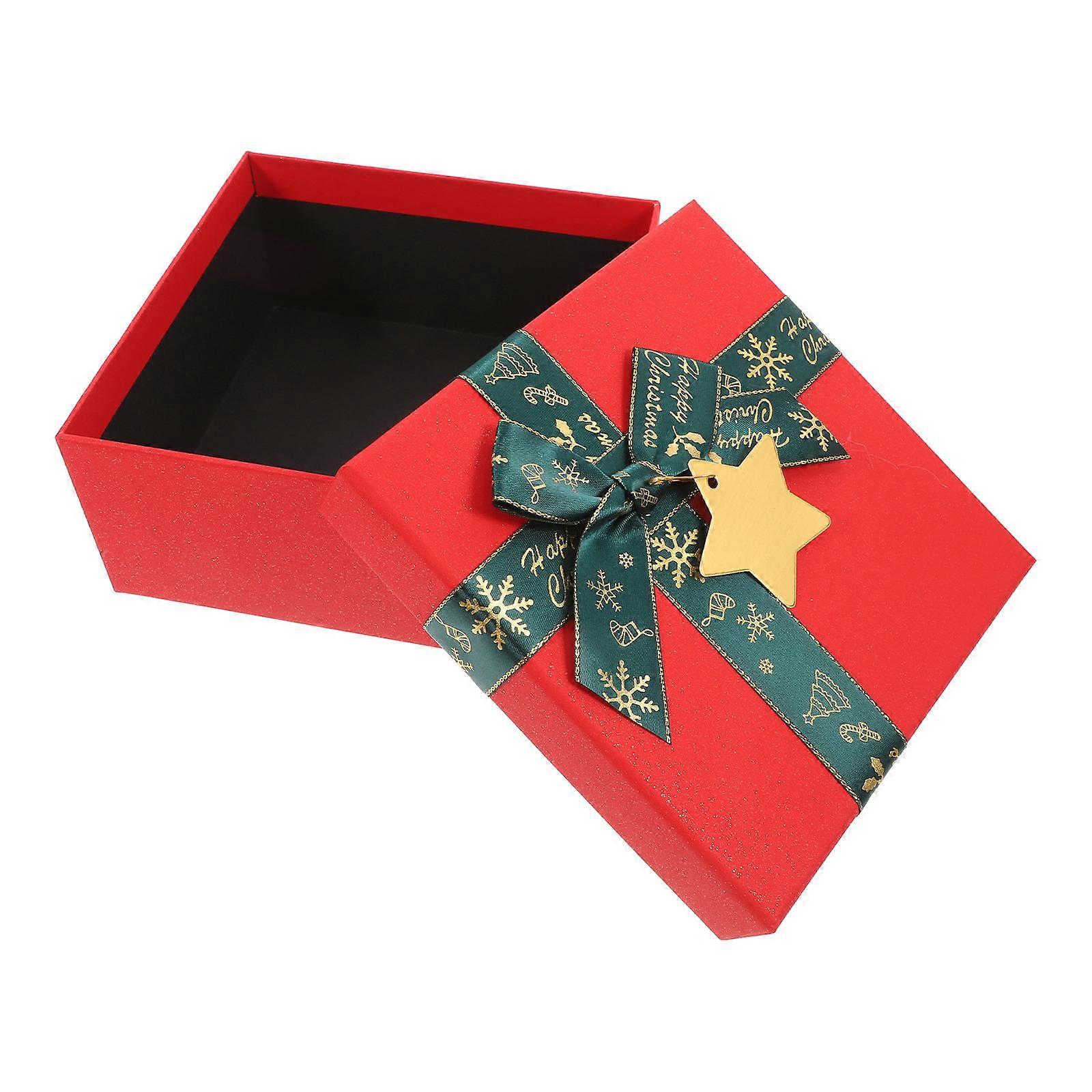 Candy Box with Ribbon Decorative present Wrapping Storage Square Red 15.00X15.00X7.00CM Cardboard for Party Supplies 1Set