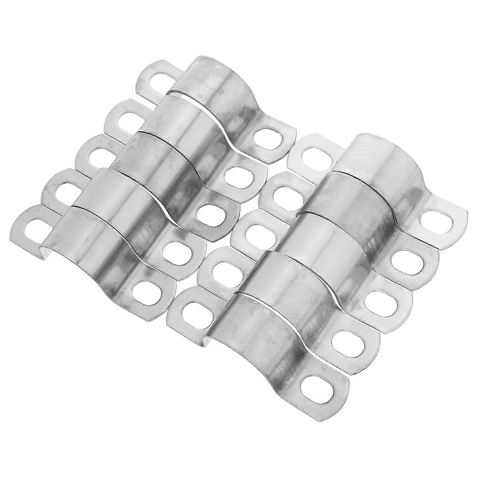 Worm Clamps Stainless Steel Pipe Clamp U Shaped Bracket Secure Pipe Fixing Damage and Wear Resistant Gardening Hose Diameter 25mm 10Pcs