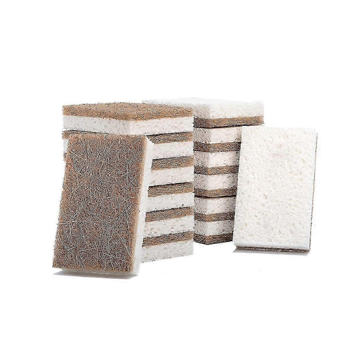 16pcs Biodegradable Compostable Cellulose Kitchen Sponges Coconut Scrubber - Eco Friendly Sponge Fo