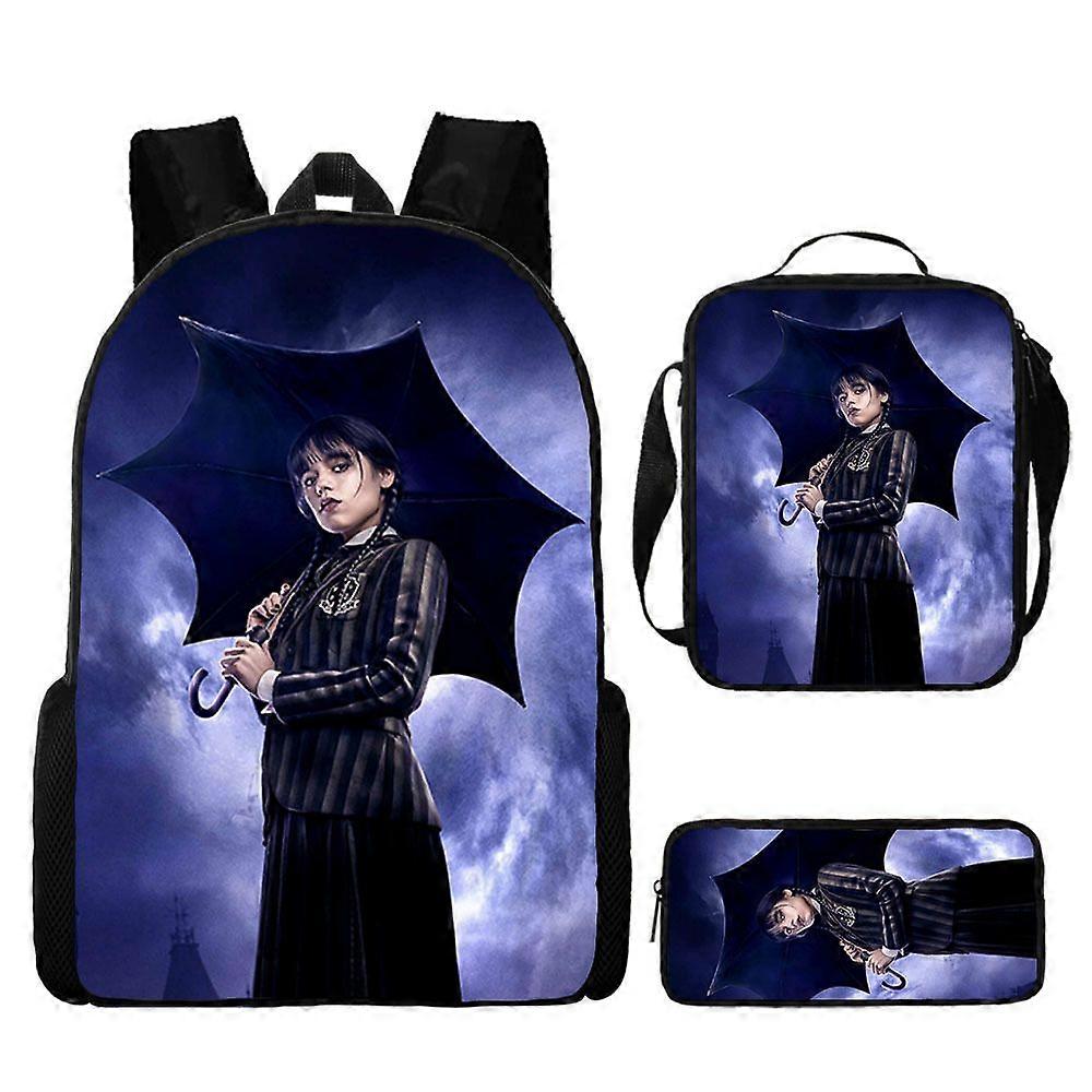 17-inch student backpack set 3D digital printing backpack three-piece set