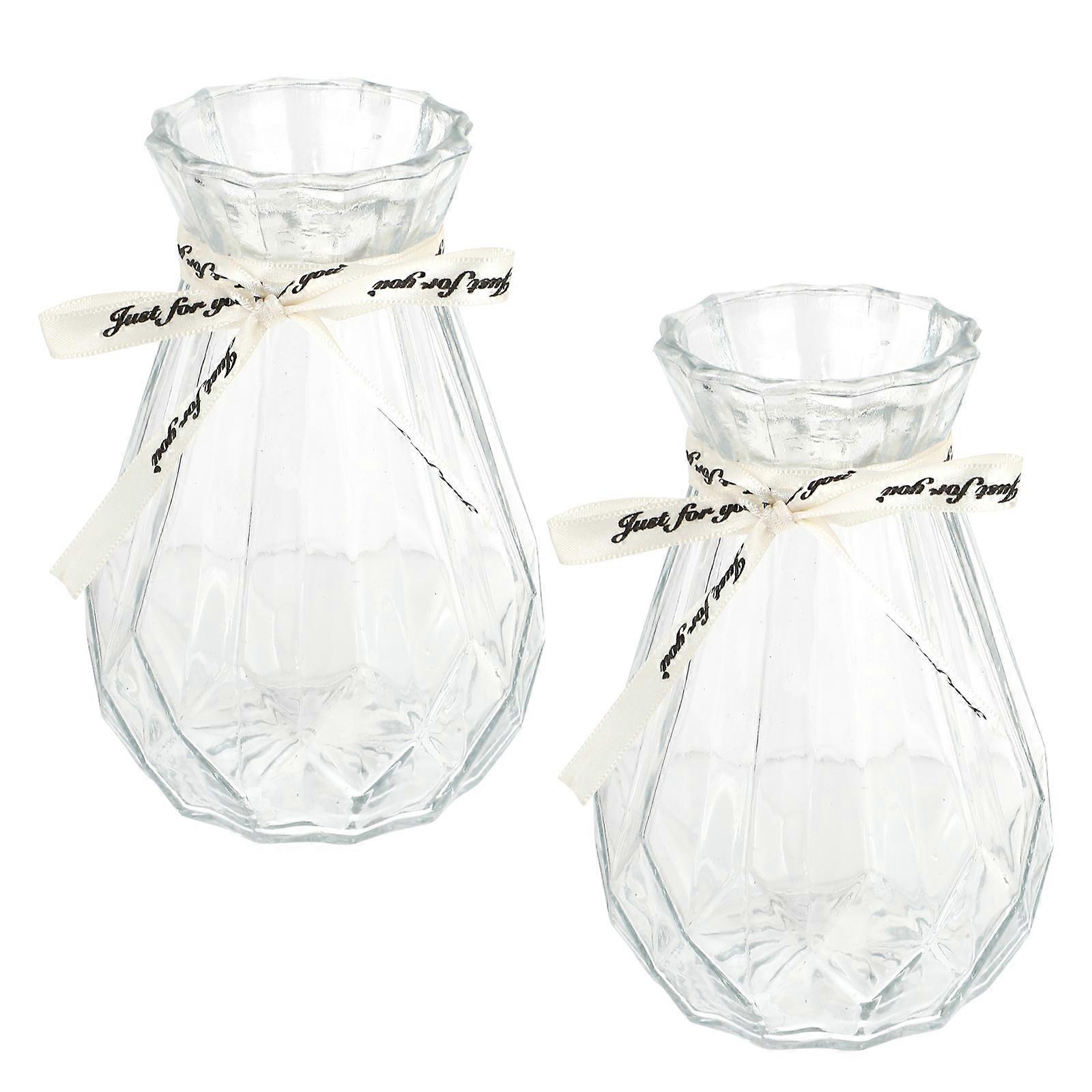 Flower Arrangement Vase Creative Hydroponic Vase Glass Material Elegant Design For Hotels 15X7CM 2Pcs