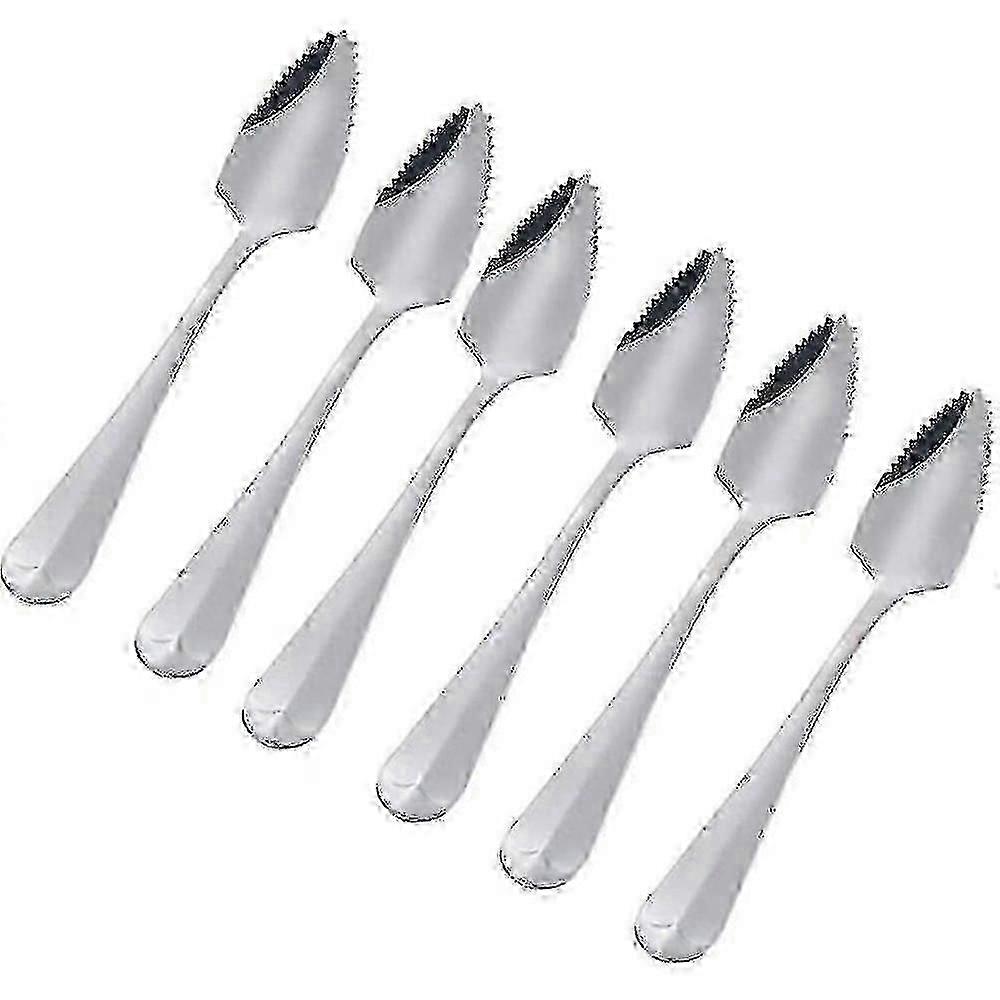 6ハーフセレーションステンレススチールグレープフルーツスプーンのセット-ヴィンテージ-キッチンギフト