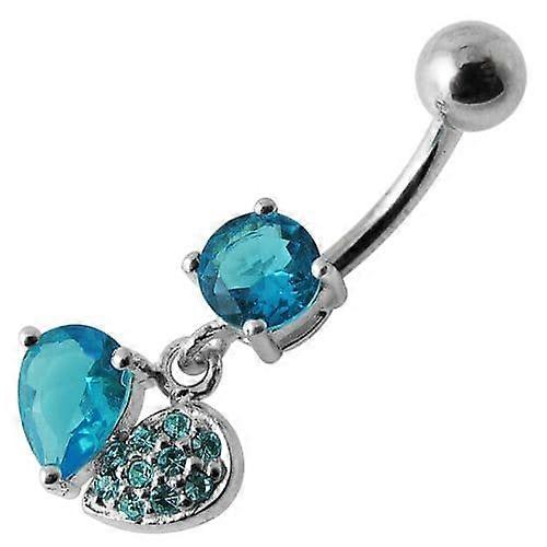 Fancy Design Jeweled Dangling Ss Bar Belly Button Ring