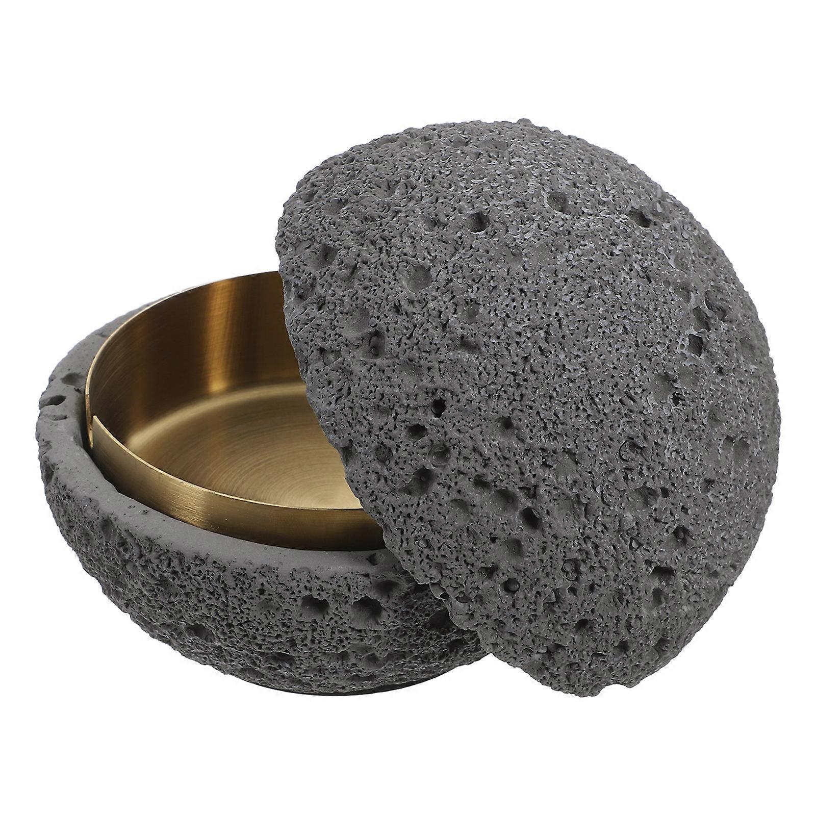 Smoking Bin Ashtray Round Trash Can For Dining Table Dark Grey 12.00X12.00X11.00CM Office Users 1Set