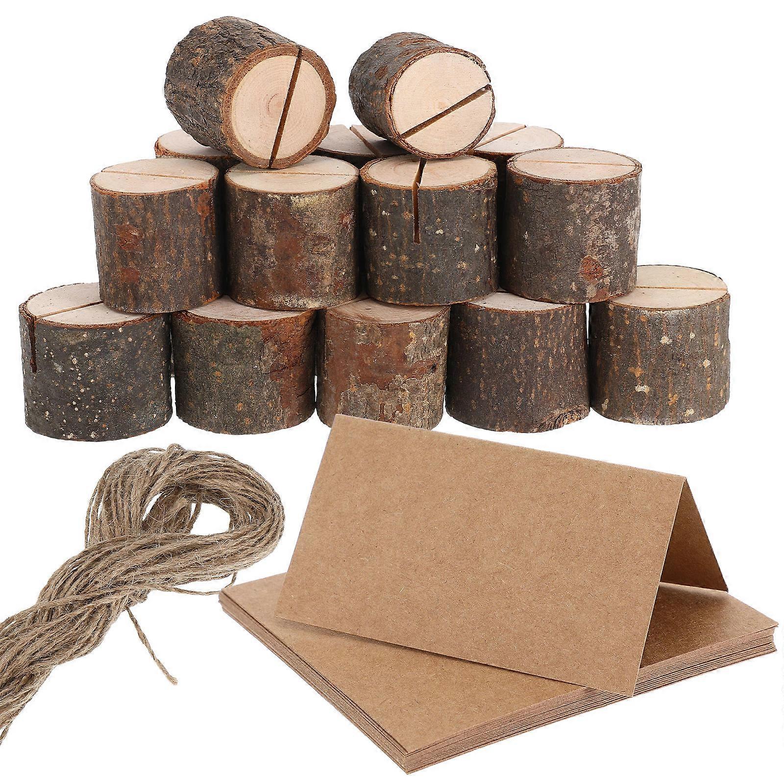 Wood Table Number Holders Tree Stump Place Card Holders Rustic Weddings Beige 9.00X5.10X0.20CM Table Number Stand 20 Sets