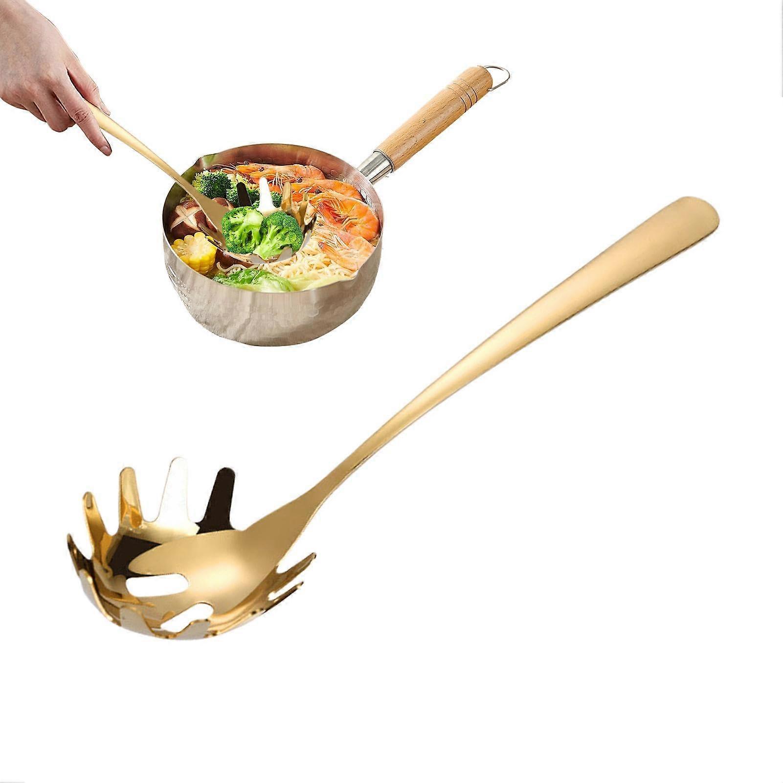 Spaghetti Spoon with Strainer, Durable Noodle Serving Tool, Efficient Pasta Server for Kitchen, 12-Inch Stainless Steel Design