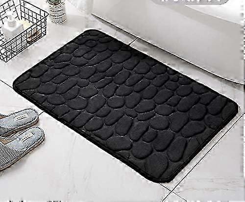 Black Memory Foam Bath Mat - Absorbent and Machine Washable Bathroom Mat (Size: 50 x 80cm)