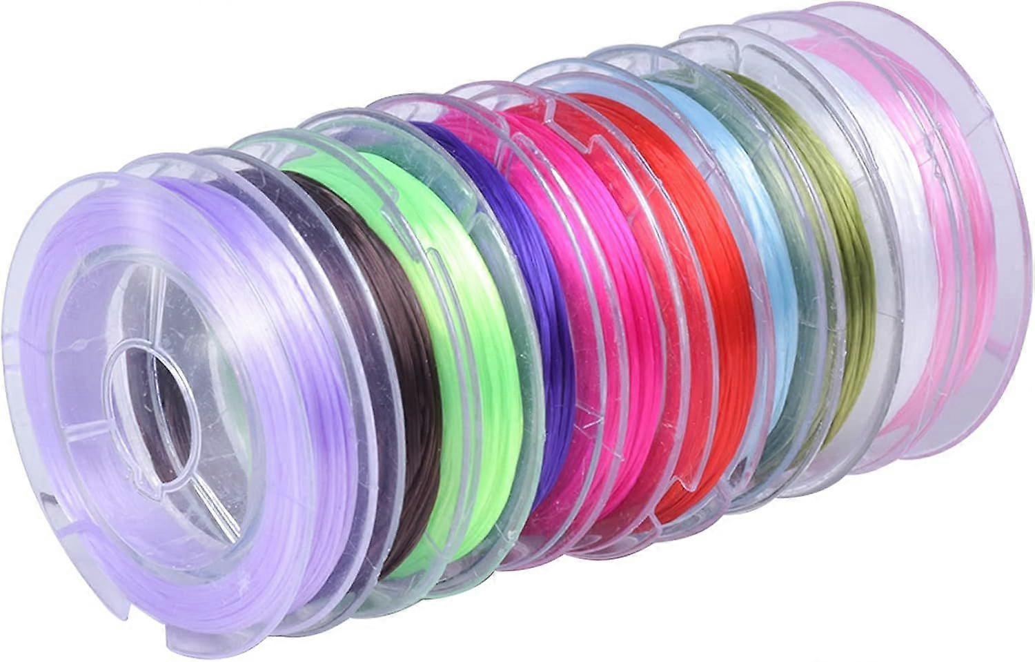 smatime 10 Color Elastic Beading Threads Crystal Stretch Beading Cord Colorful Jewellery Making String Nylon Cord for Bead Threading DIY Craft Neck