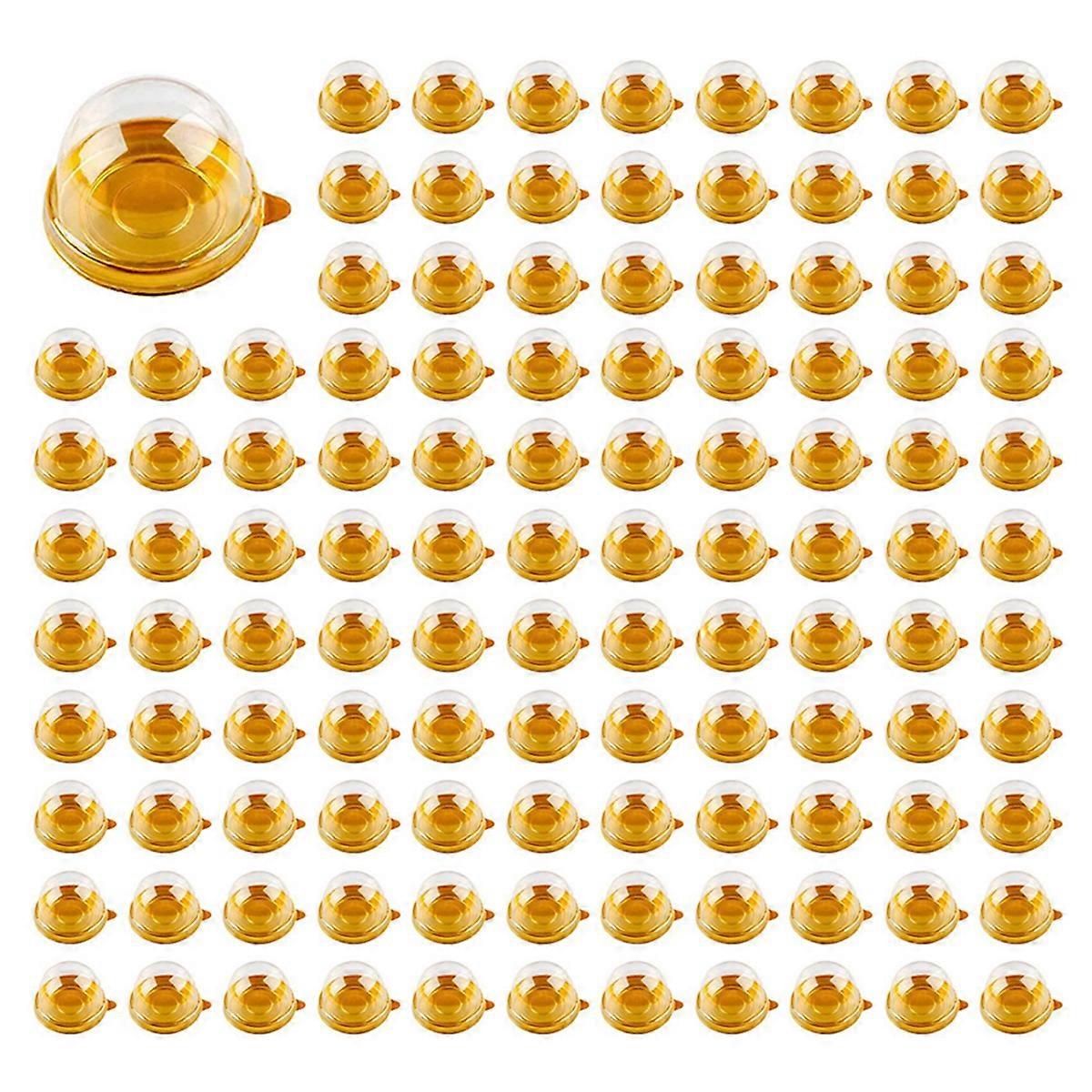 100 PCS Clear Plastic Mini Cupcake Box Round