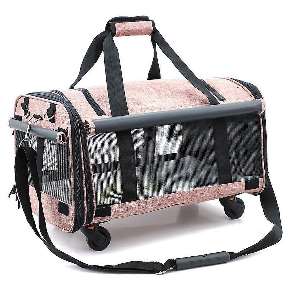 LDLC QS-019 Large Capacity Portable Pet Bag with Detachable Wheels Breathable Dog Cat Container Trav