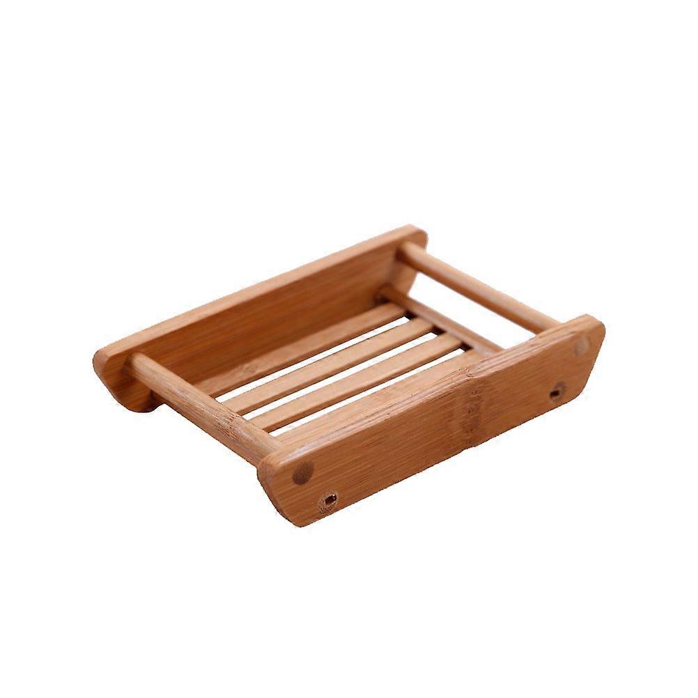 Self Draining Soap Dish Simple Design Bamboo Tray Bathroom Accessory Khaki 4.7×3.1×0.9in 1Pack