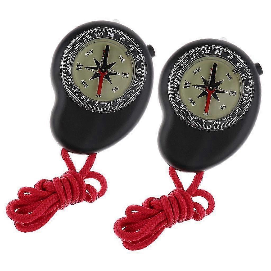 2 Pieces Outdoor Survival Camping Hiking Navigation Compass with LED Light