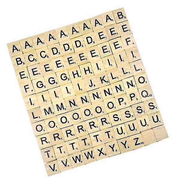 10x100pcs A to Z Wood Tile Black Letters Puzzle Alphabets Board Crafts