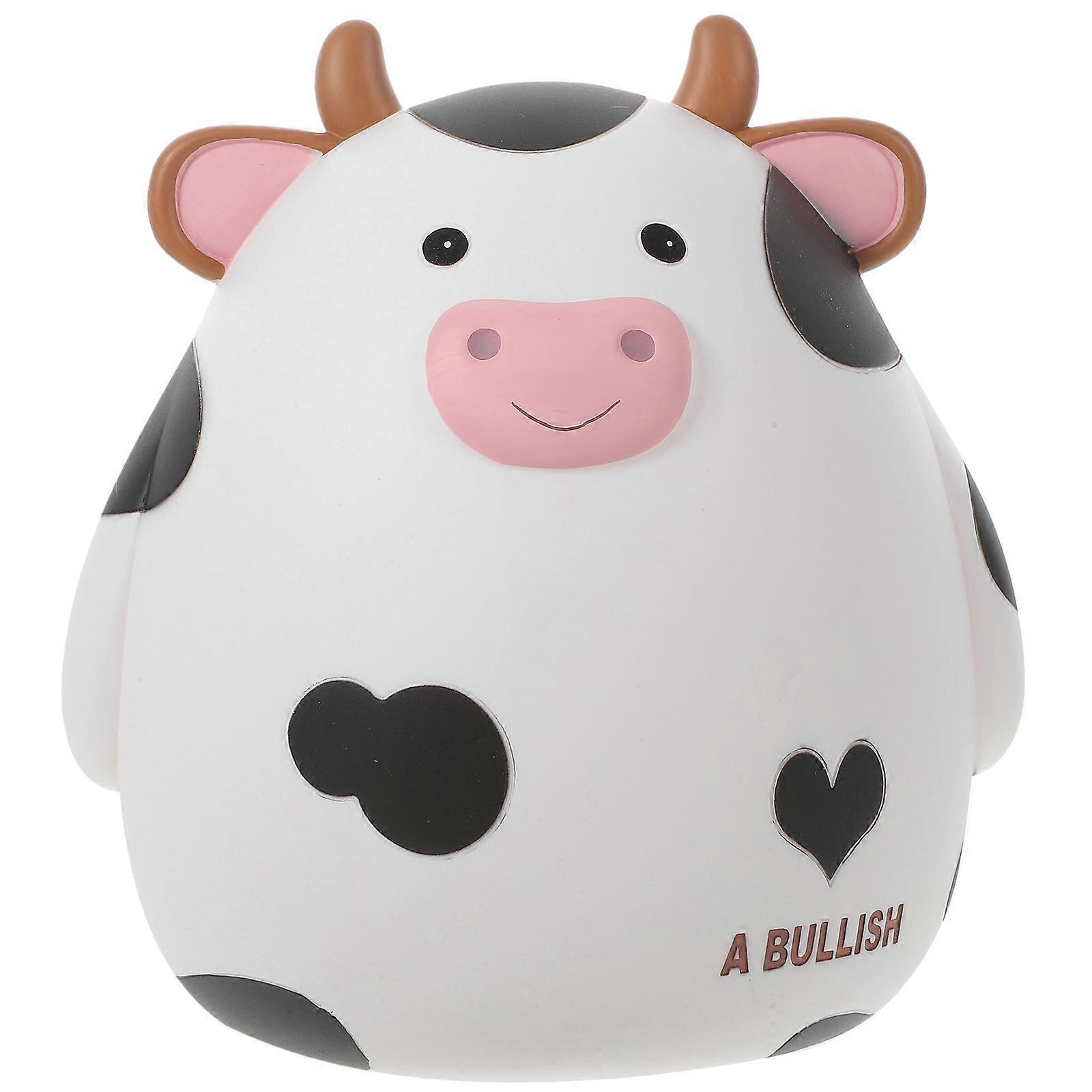 1Pc Piggy Bank Cow-pattern Saving Pot Cartoon Money Box Desktop Adornment
