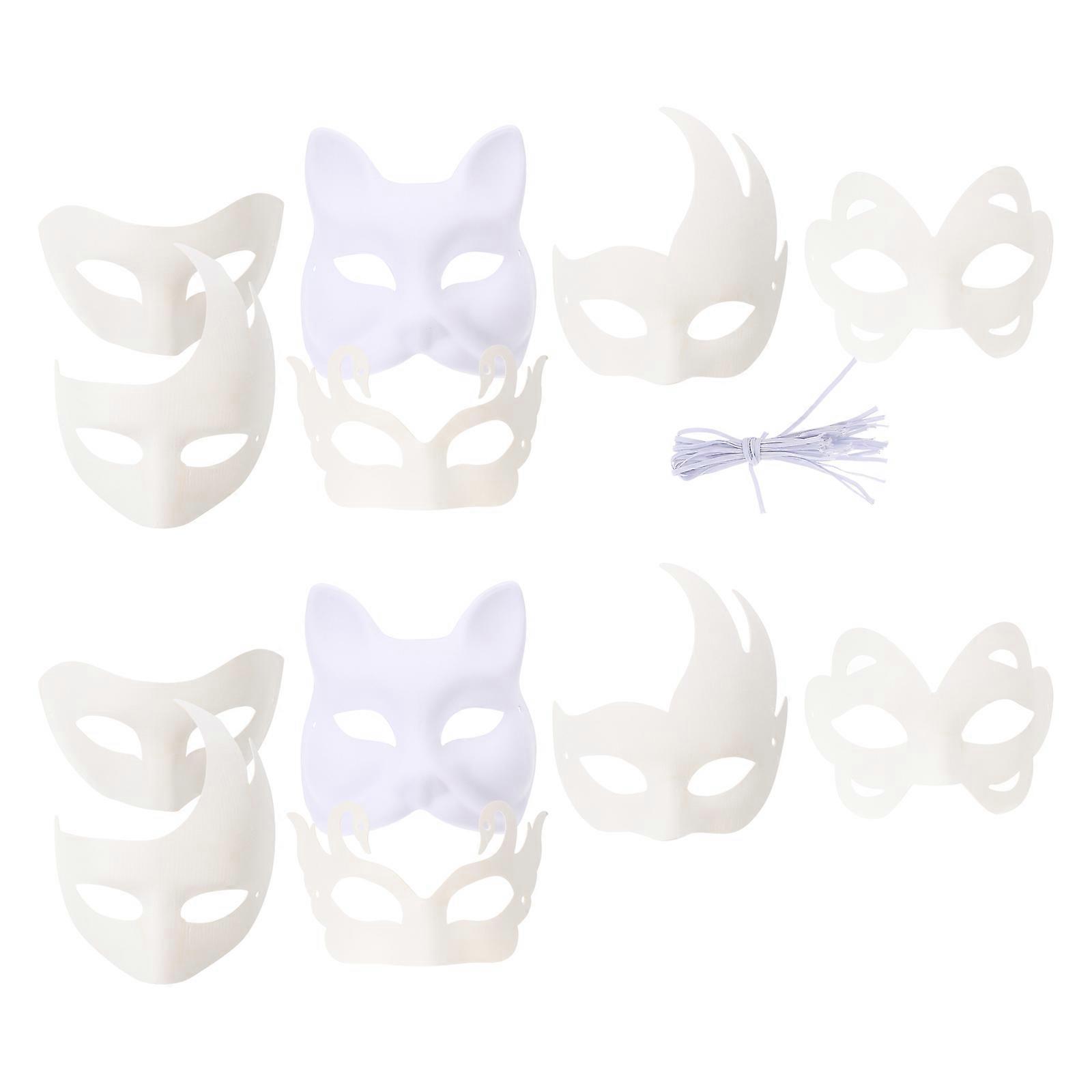 12pcs White Blank DIY Masks for Adults – Lightweight, Odorless & Safe for Masquerade Costumes & Creative Art Projects