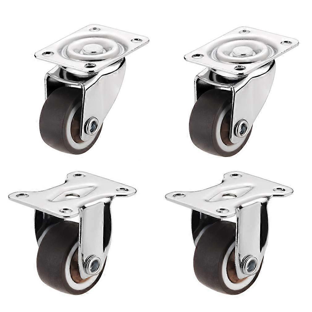 4-piece Caster Wheels, Durable Rubber Furniture Casters with Brakes, 2 Swivel and 2 Fixed Casters, 1.5 in, 75 kg Load Capacity