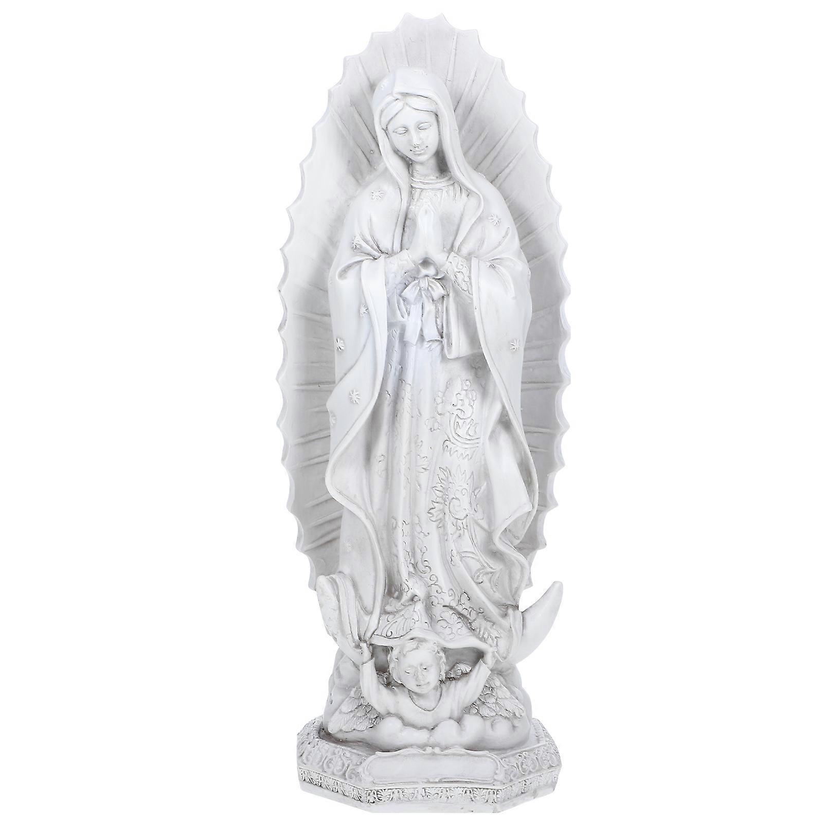 Resin Virgin Statue Compact Church Decoration Figurine for Home or Office – Elegant Lady Ornament for Shelf or Table – Unique Guadalupe Design