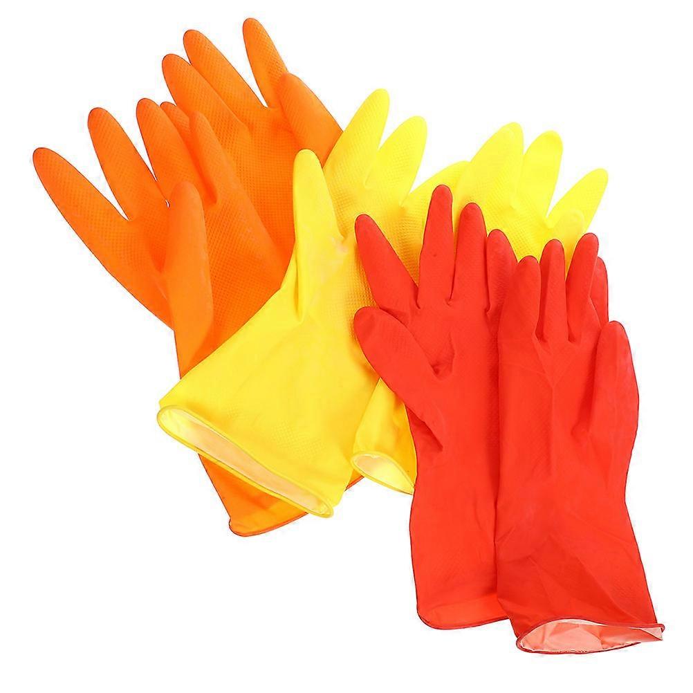Bathroom Cleaning Gloves Rubber Dishwashing Gloves Simple Design Kitchen 6Pcs