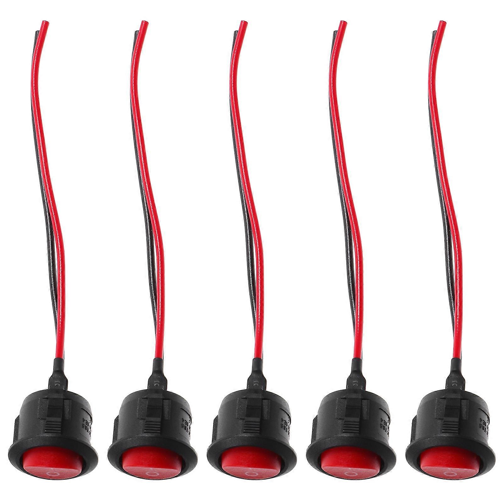 Button Switch Momentary Marine Switch For Boats Dc 12-24v Red Round With Self-locking 5Pcs