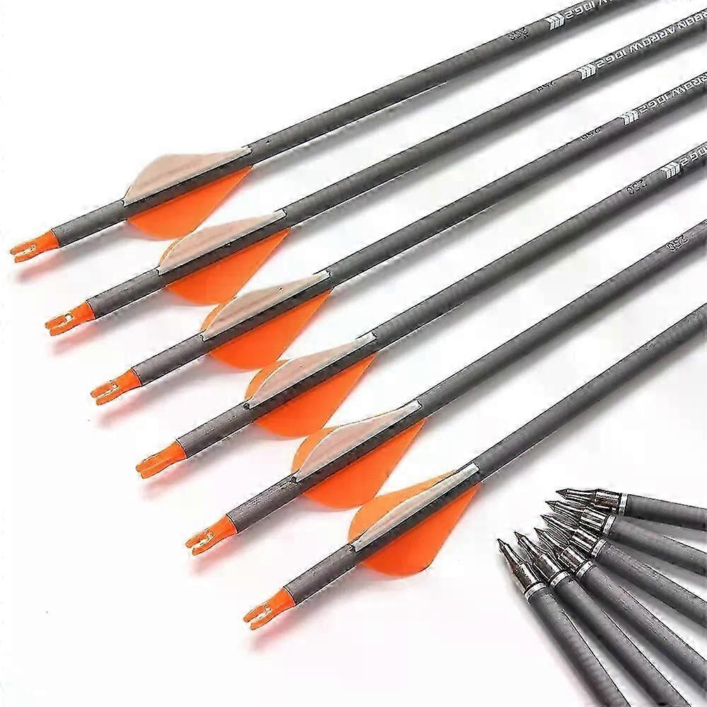 31 100% Pure Carbon Arrow Hunting Arrow Spine 250 with Replaceable Points Targeting Practice Arrow Fit For Composite Bow
