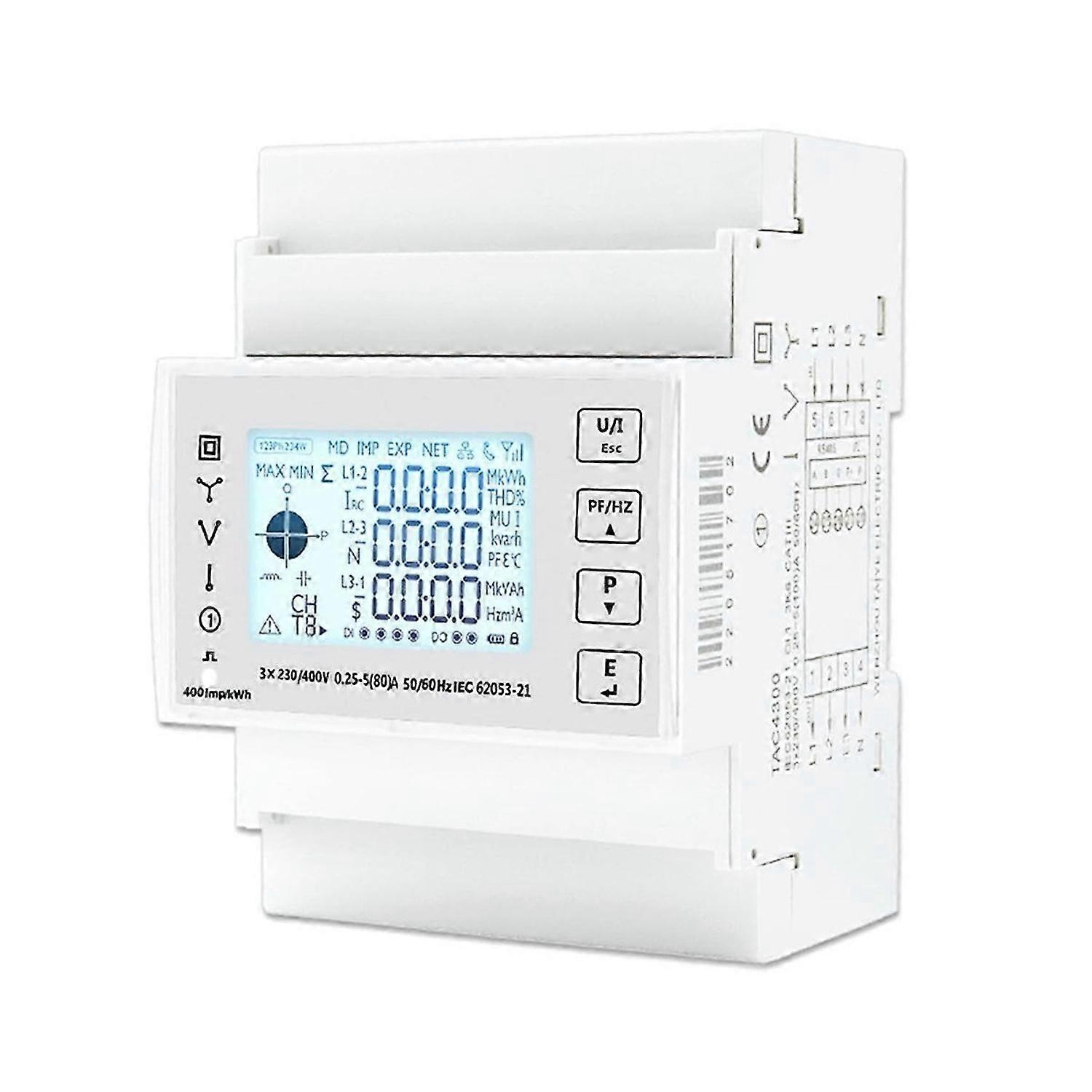 TAC4300 Digital Wattmeter Energy Electricity Electric Consumption Meter Voltmeter Modbus RS485 Guide