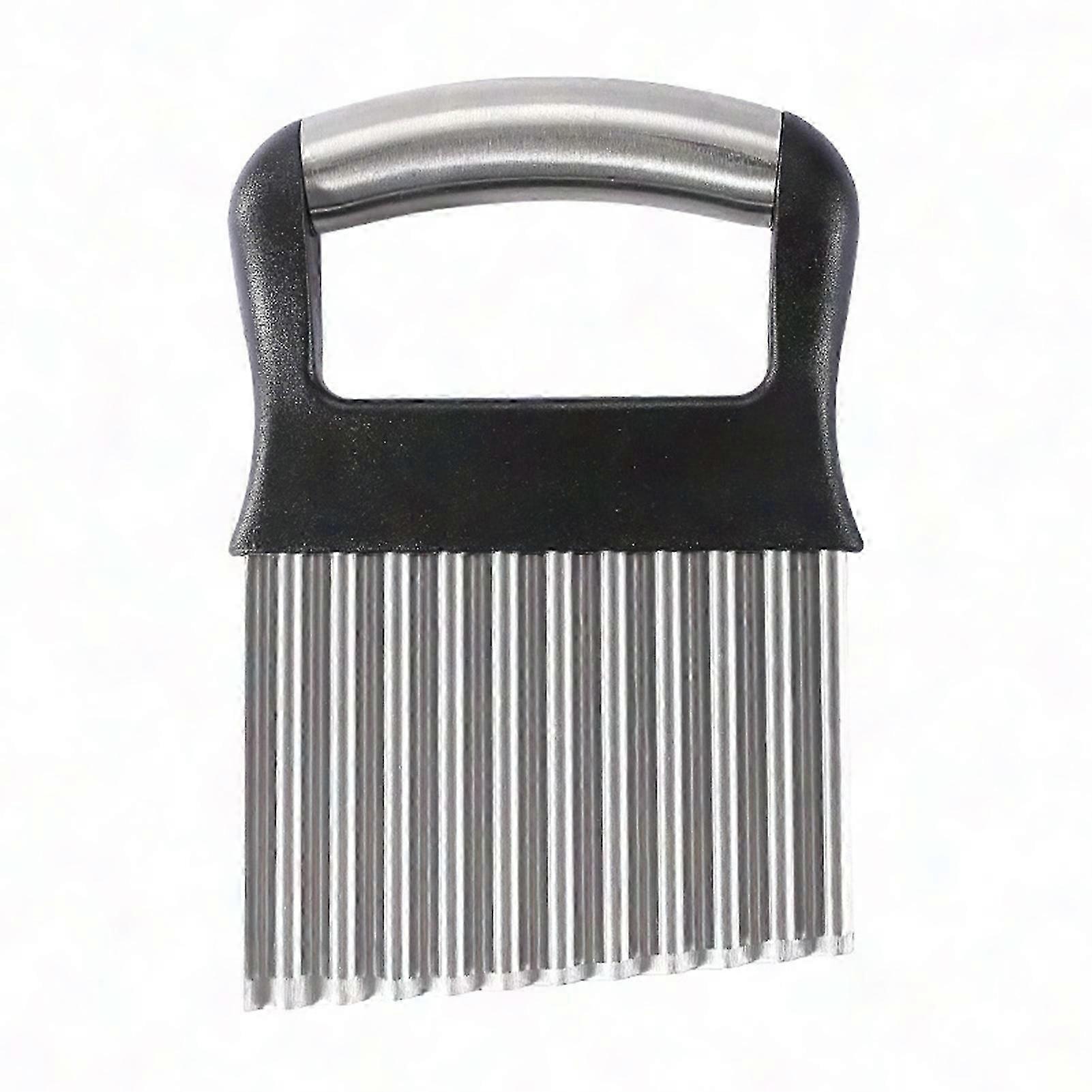 Sharp Stainless Steel Potato Cutter - Wavy Chips Slicer with Ergonomic Handle for Burger Shop, Easy to Clean Vertical Force Blade