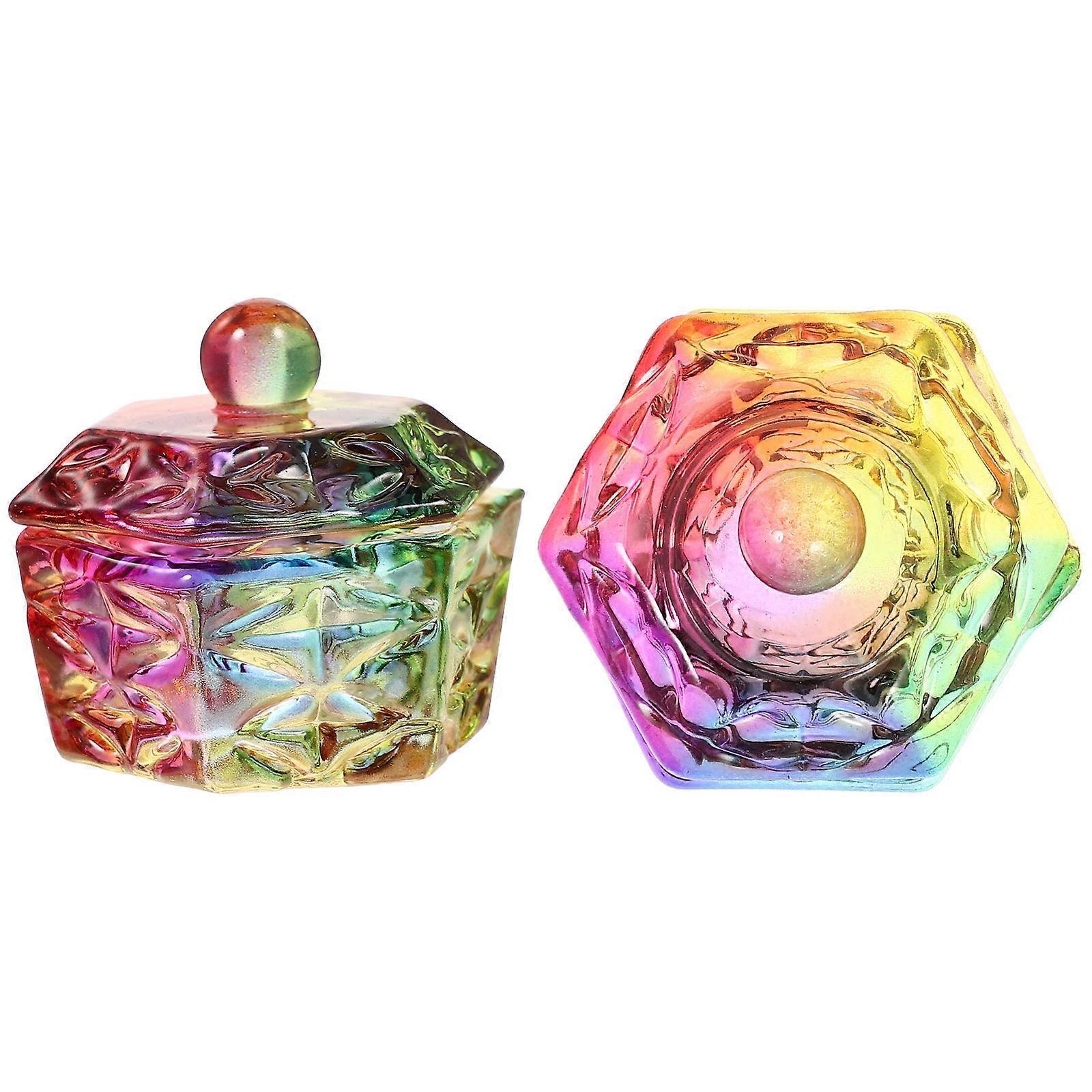 Glass Nail Art Cups Set of 2 Dappen Dishes Multi Function Manicure Accessories Durable Crystal Design for Mixing and Cleaning