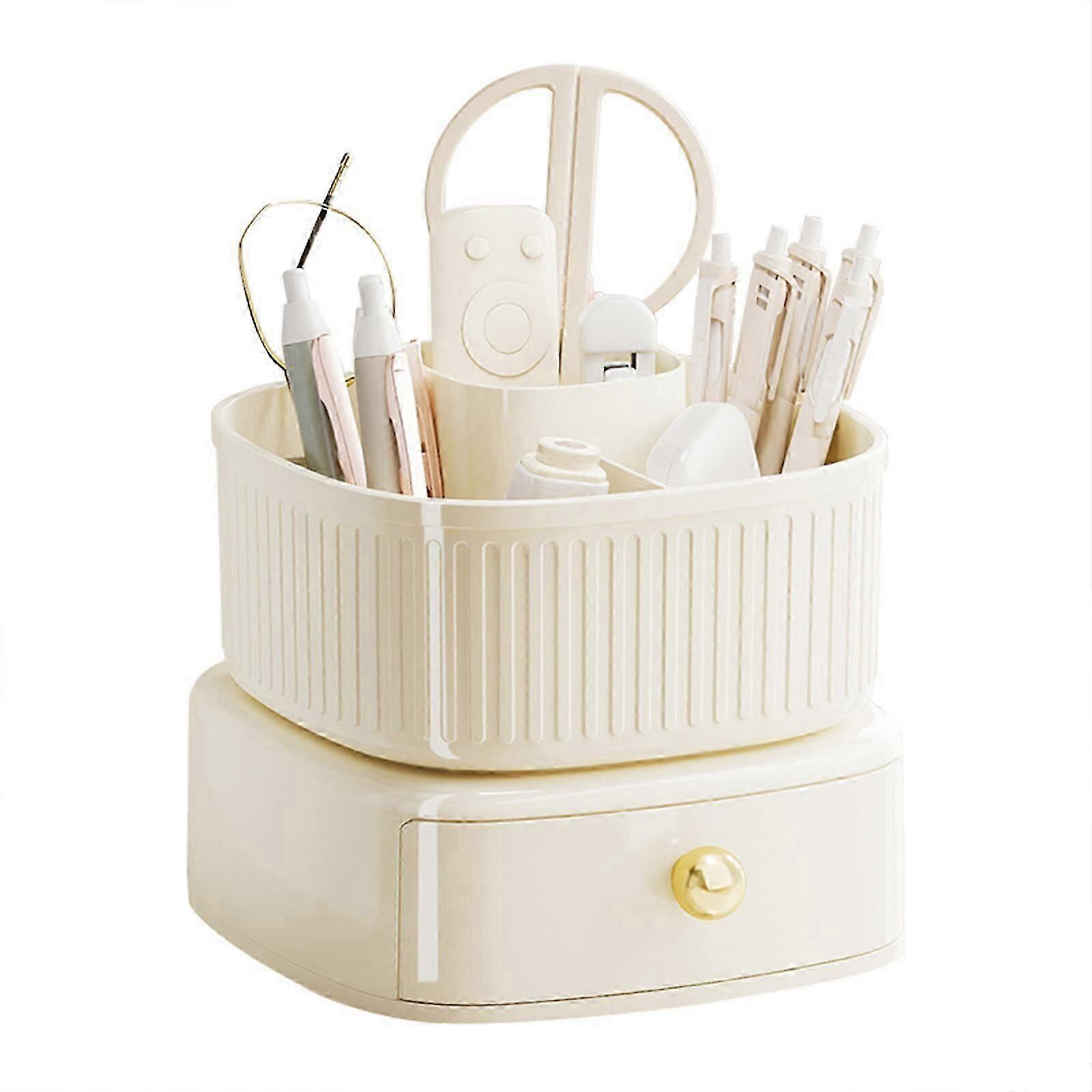 360 Rotating Make-Up Organiser, Dressing Table with Drawer, Perfect for Lipstick, Brushes and Bathroom, Bedroom, Dressing Table Decor