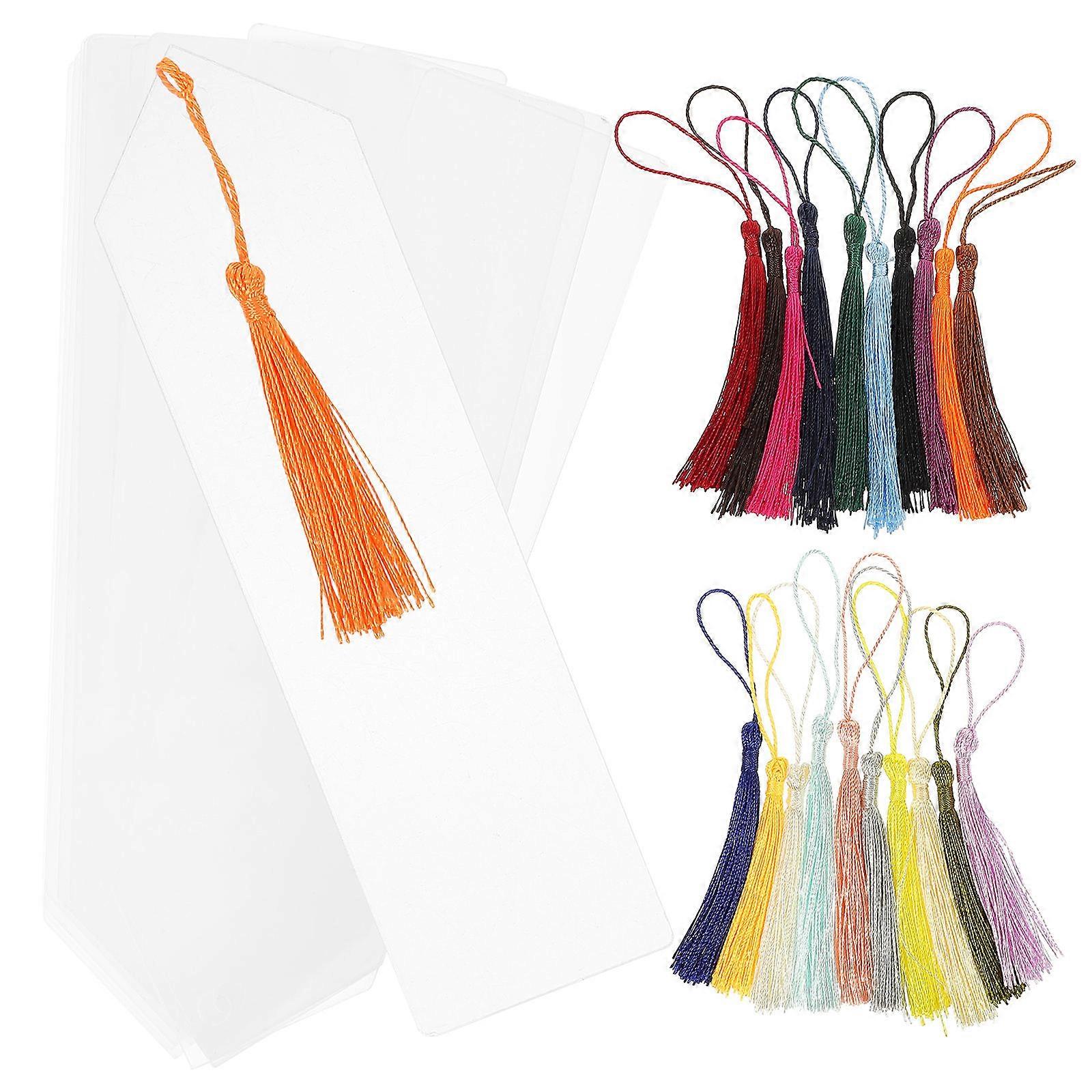 Guide Transparent Bookmark Clear Acrylic Book Markers with Tassels for Readers 1 Set