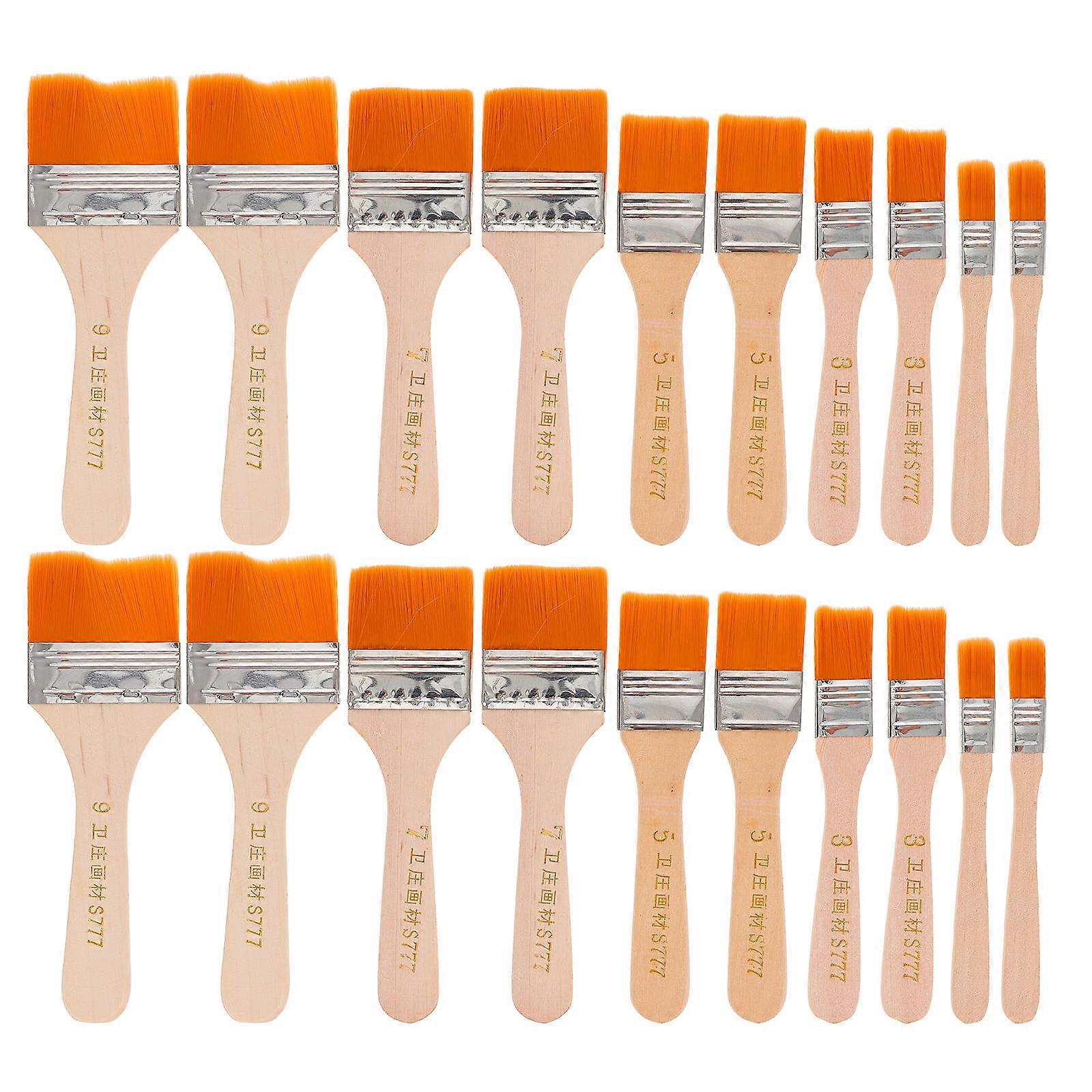 Orange Nylon Paint Brushes for Art and Craft Use 50pcs Flat Set for All Ages