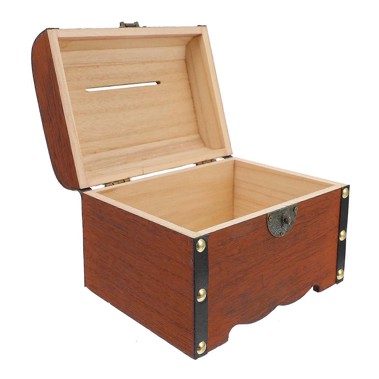 Storage Cases Lockable Storage Box Money Saving for Adults 1Pcs Vintage Style Brown