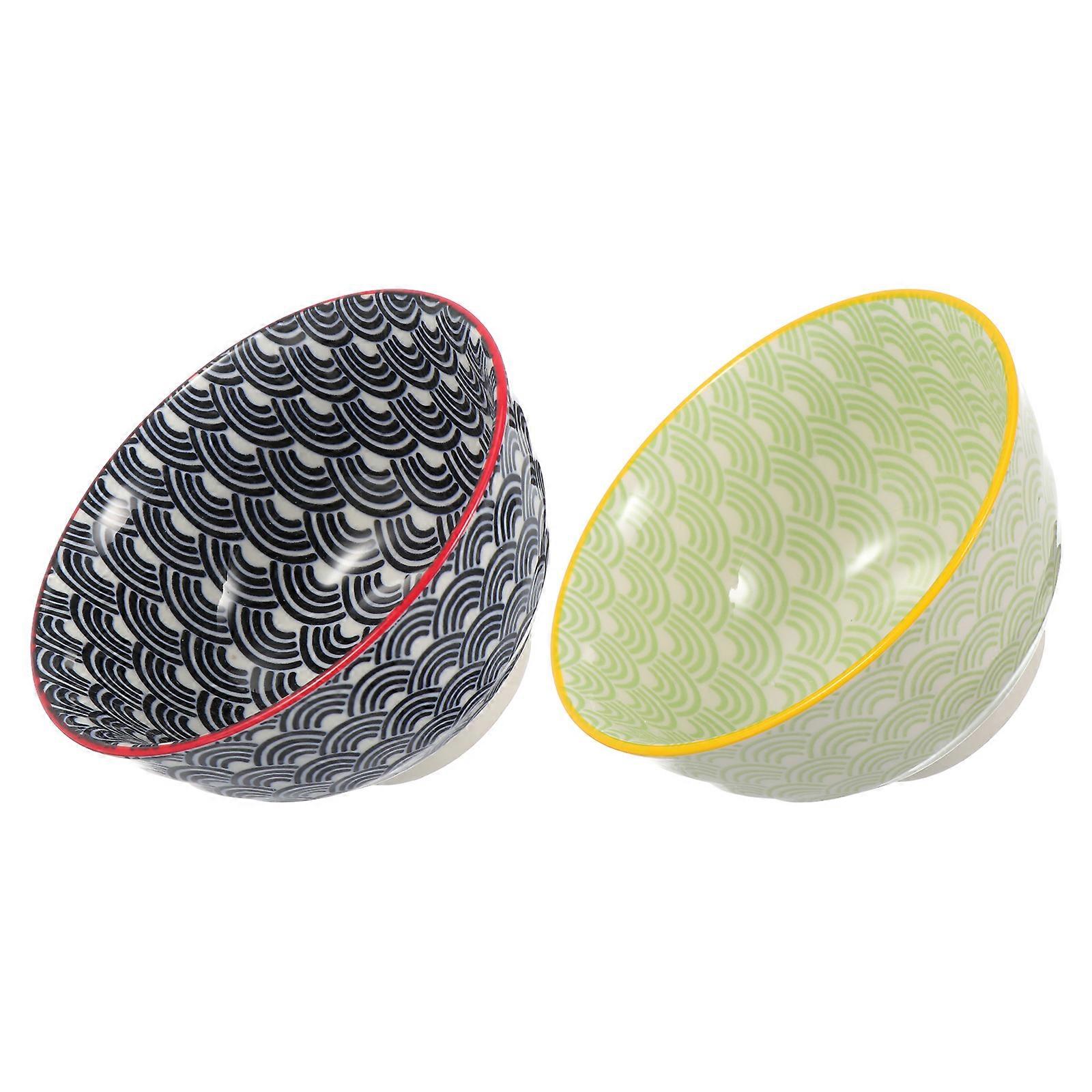 Small Bowls Ceramic Rice Bowls Soup Bowls Deep 4.52X4.52X2.55in Suitable for Cold or Hot Meals 2Pcs