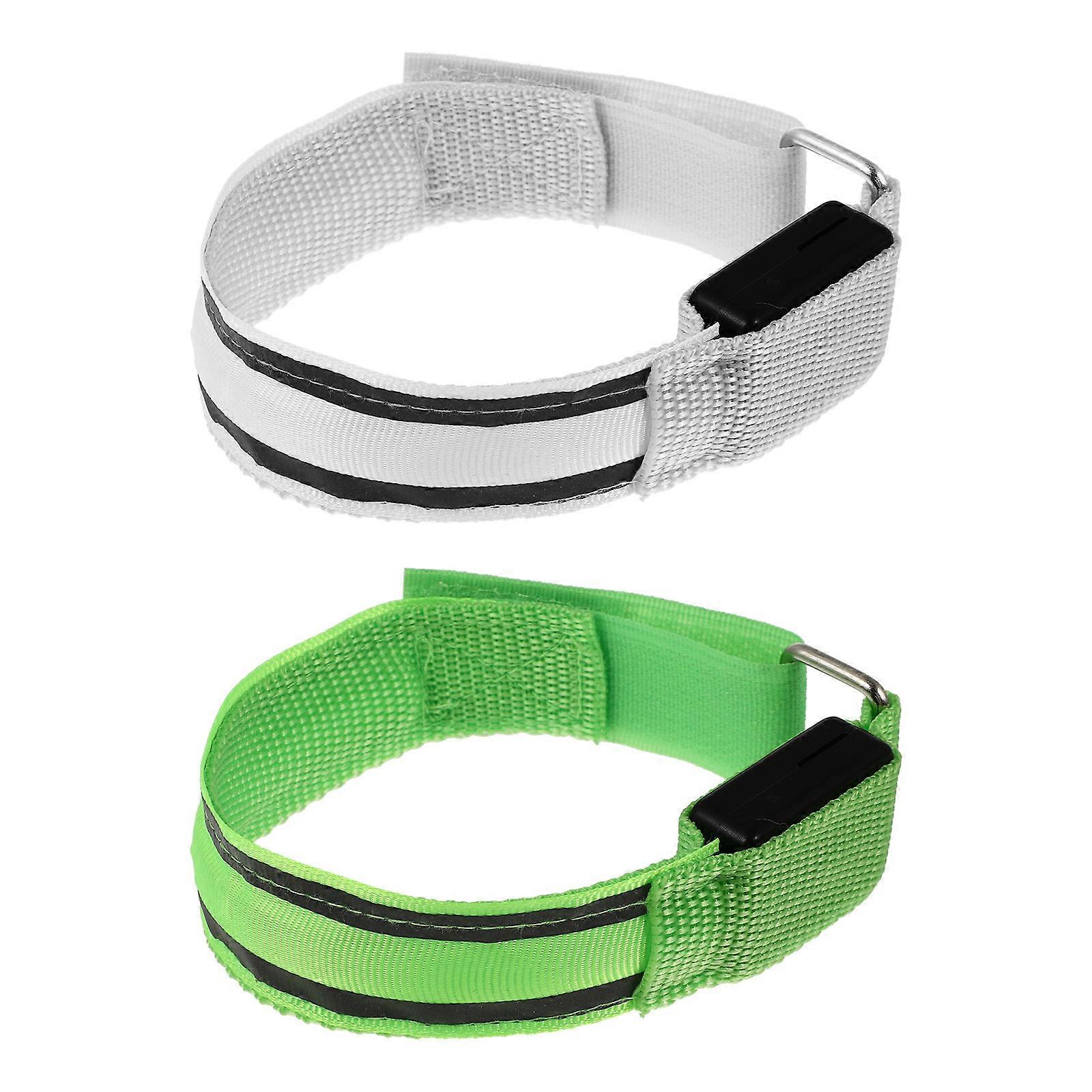 2Pcs LED Glow Wristband for Outdoor Adjustable Night Running Armband Supplies