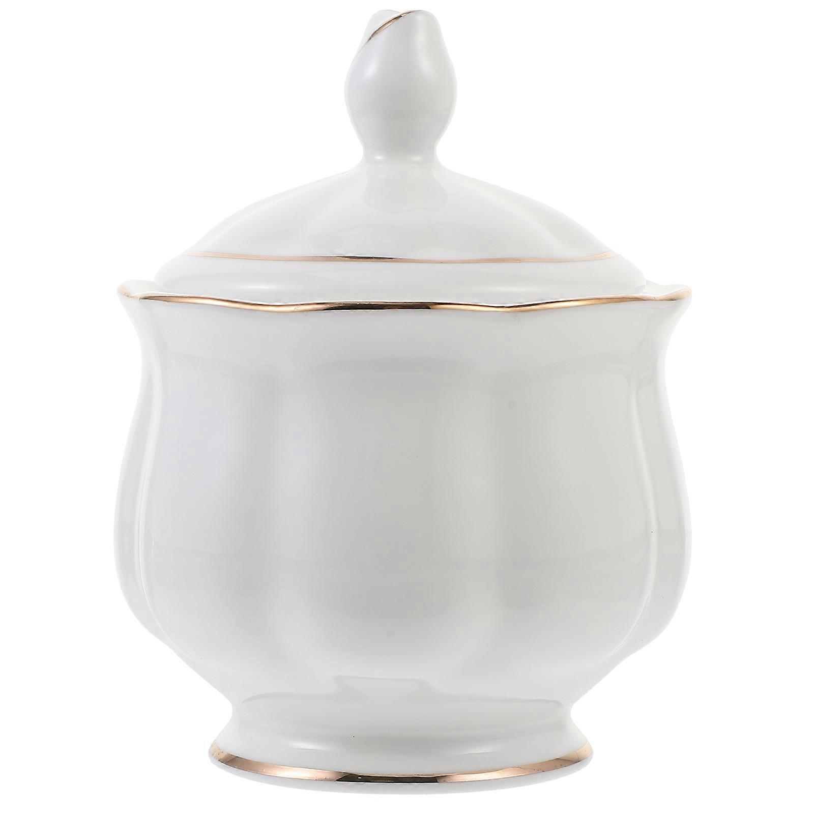 Ceramic Sugar Bowl with Lid Stylish Seasoning Container for Candy, Sugar & Chocolates, Corrosion Resistant & Easy to Clean Kitchen Storage Jar
