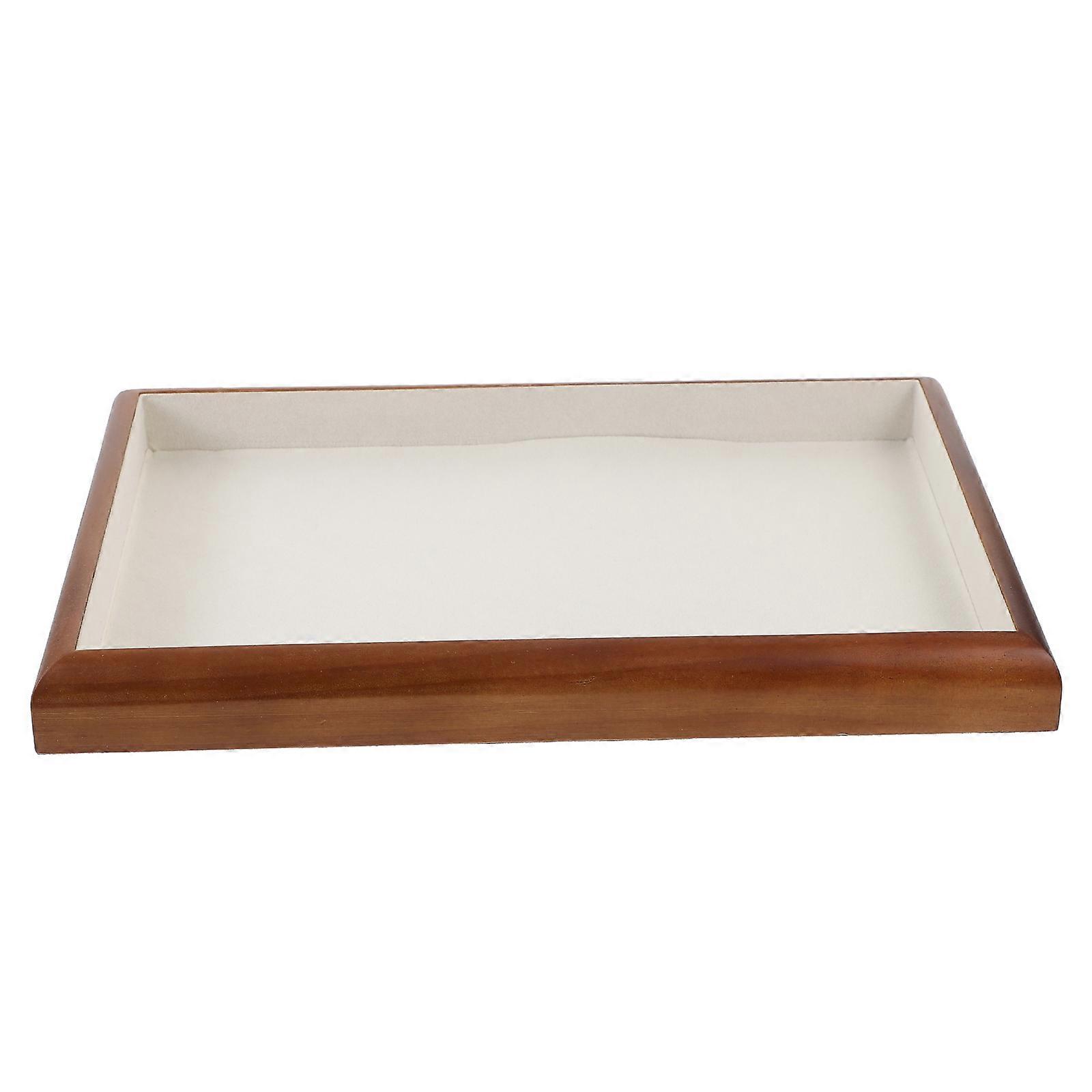 Bedside Tray Wooden Jewelry Display Organizer Storage Container Rectangular Shape Prevent Knotting 1Pack