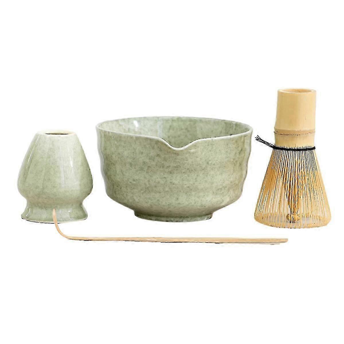 Matcha Set, Japanese Tea Set Includes Matcha Bowl with Spout, Matcha Holder, Bamboo Matcha and Bamb jn