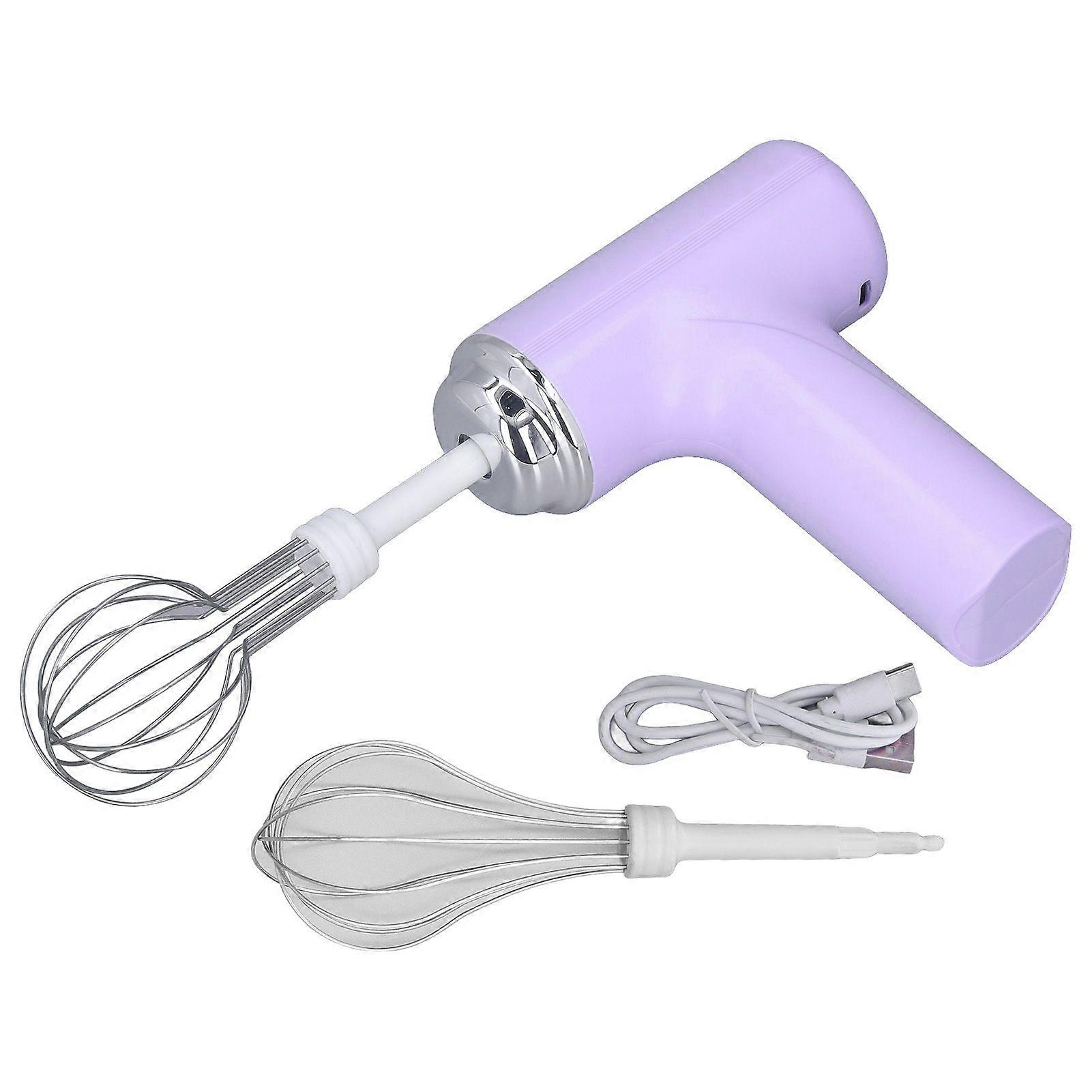 Electric Egg Beater Cordless Hand Mixer Handheld Egg Whisk for Cream Salad Dressing Purple YMHC