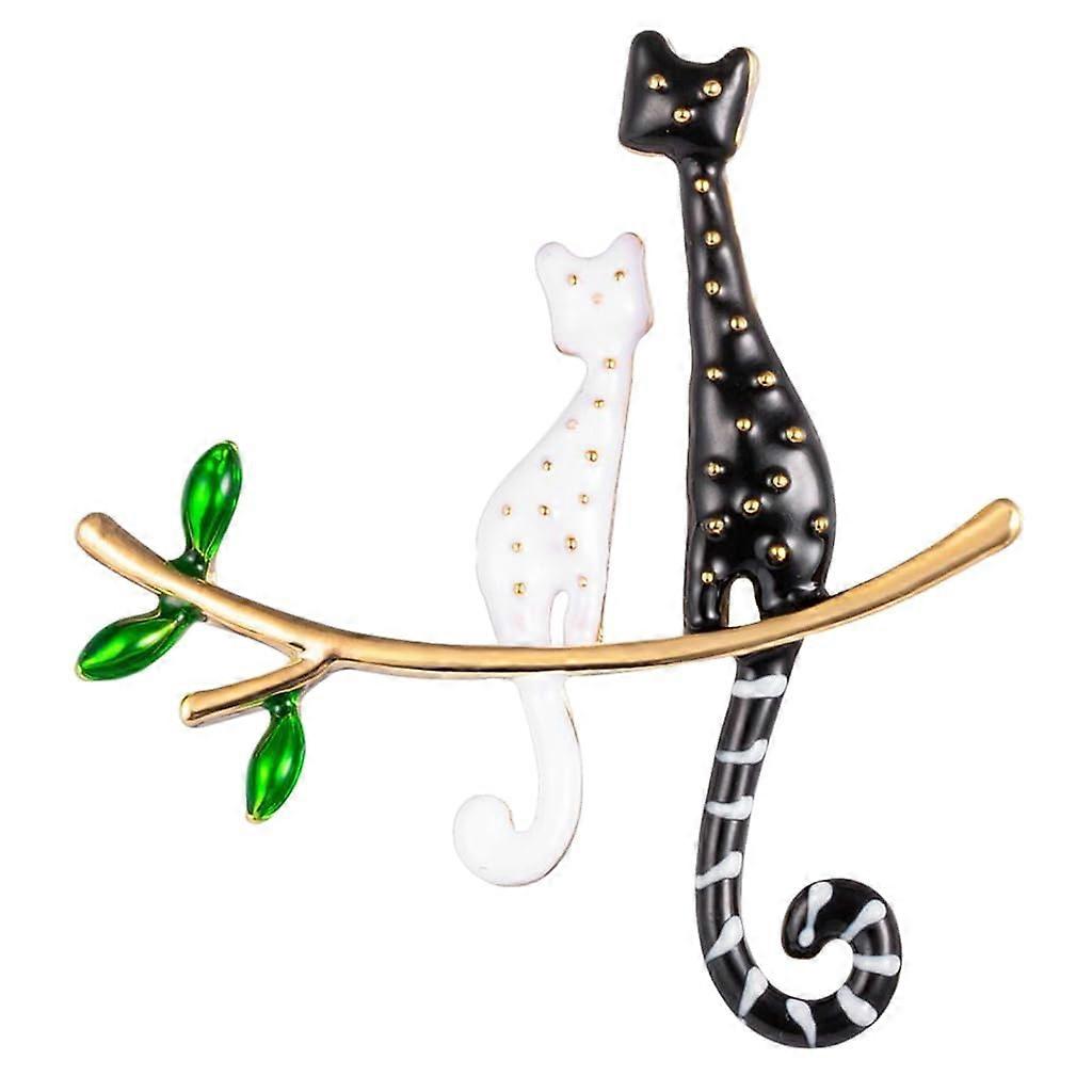 Cat Brooch Lazy Cat Sitting on Tree Lapel Pin Fashion Pin Decoration Lapel Pin Metal Cat Branch As Picture Ref: 2551