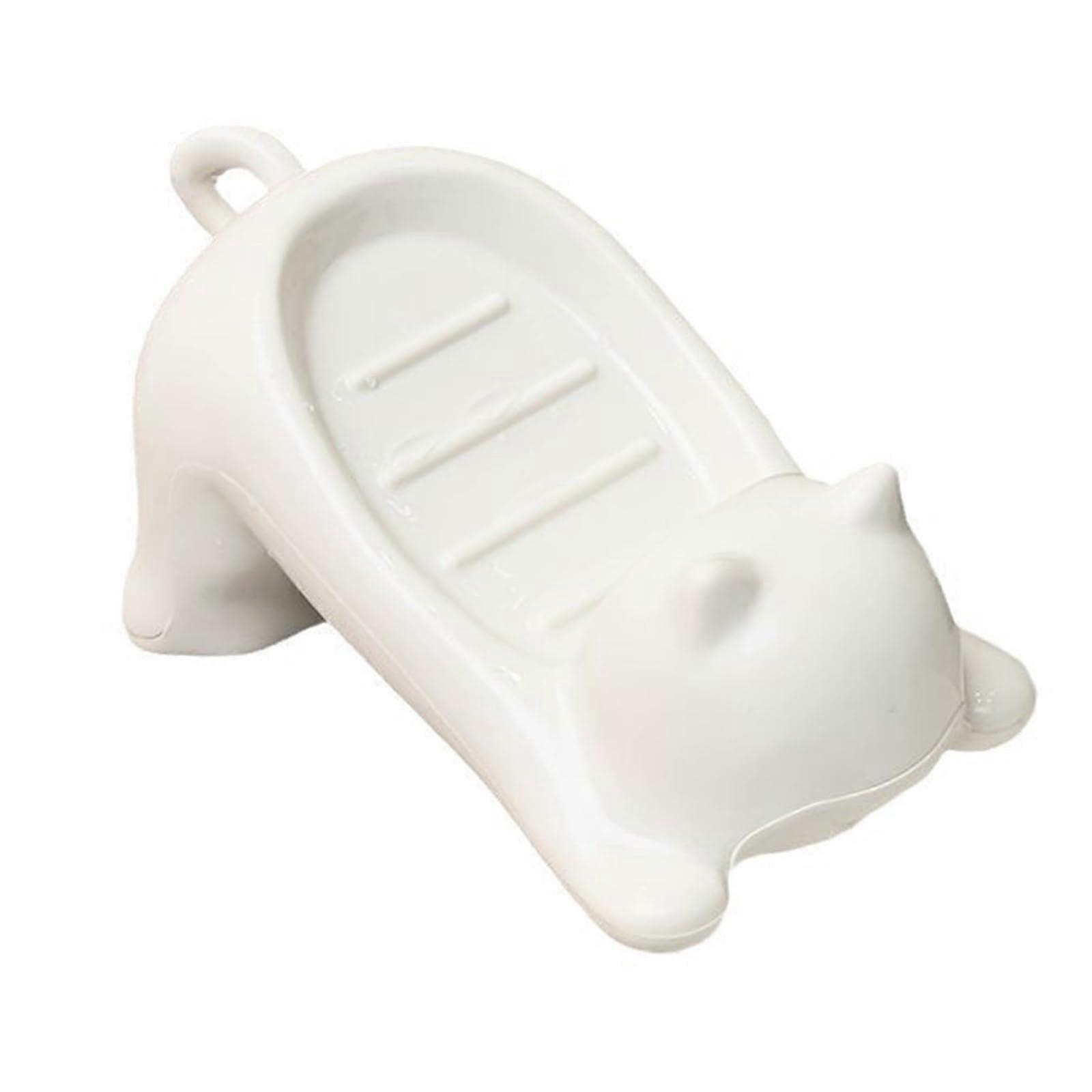 Self Draining Soap Holder - Cat Design Soap Dish for Bathroom, Keeps Soap Dry and Mildew Free, Durable Resin Material