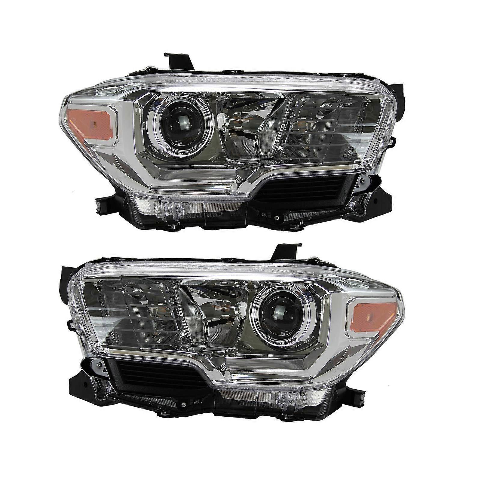 Headlight Assembly for 16-21 Toyota Tacoma,Clear Len, 1 Pair,(W/O LED DRL)Chorme NO.3338