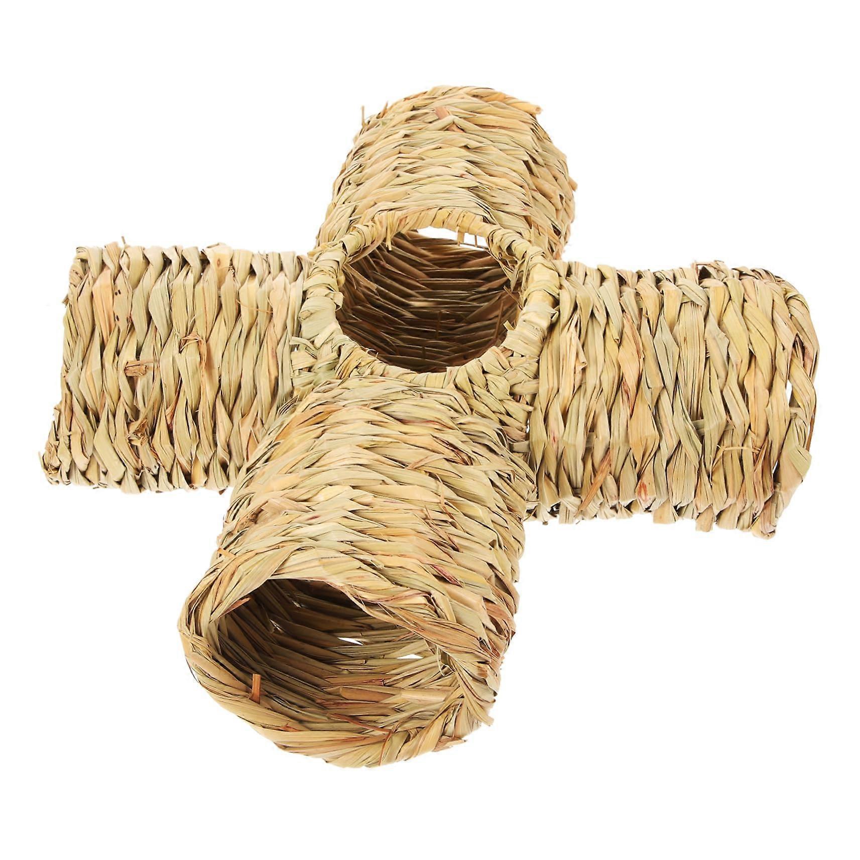 Hamster Tunnel Natural Straw Hideout for Small Animals, Fun and Engaging Shelter for Hamsters and Guinea Pigs