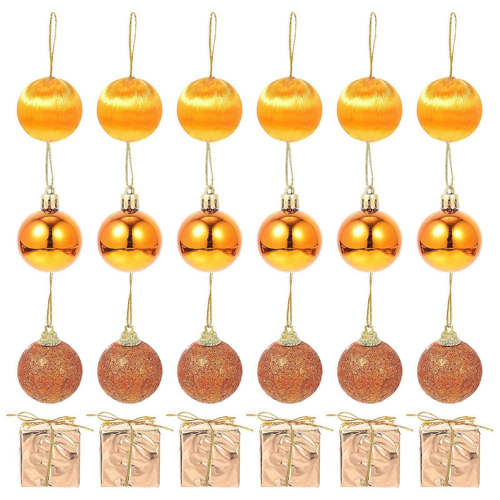 24Pcs Christmas Tree Ornaments with Bright Orange PVC Balls for Decorative Xmas Gifts 24Pcs