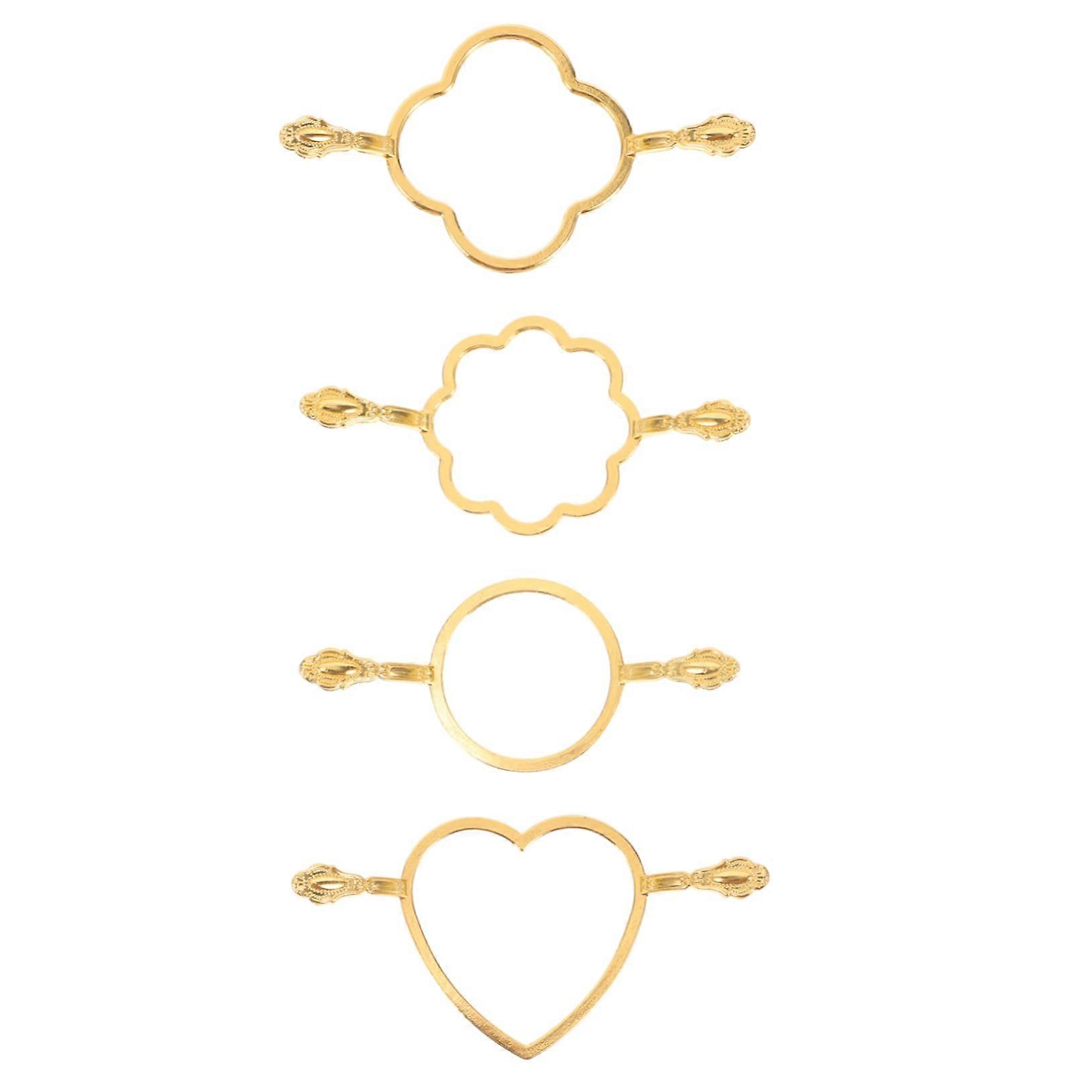 4-Piece Metal Wax Seal Stamp Set with Round Flower, Heart, and Clover Designs for Invitations, Envelopes, and Cards